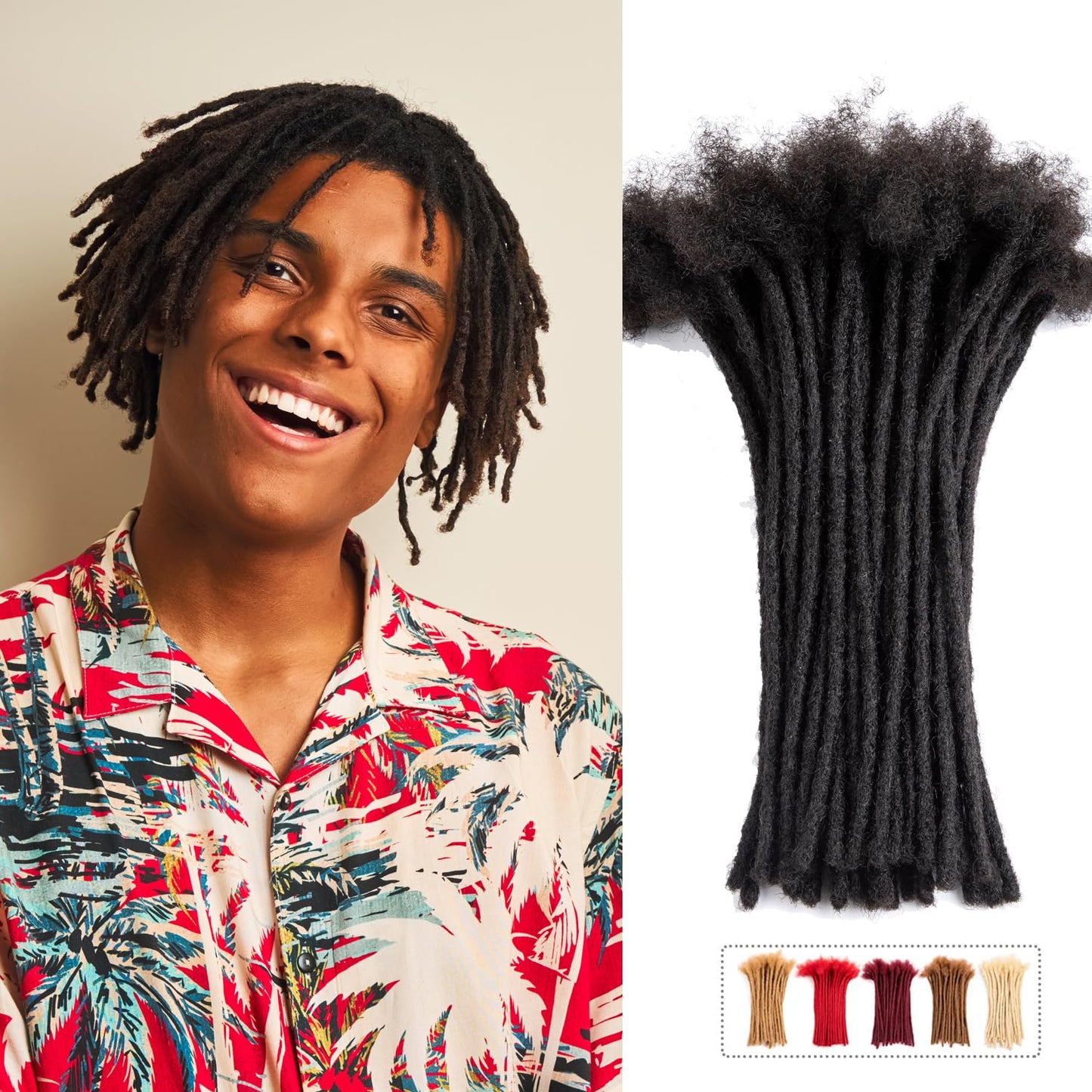 Teresa 0.8cm & 0.6cm & 0.4cm & 0.2cm Width 6-18 Inch 10, 20, 40, 70, 100 strands 100% Human Hair Dreadlock Extensions Men/Women,Full Handmade Permanent Human Loc Extensions Bundles(0.8cm,6 Inch)