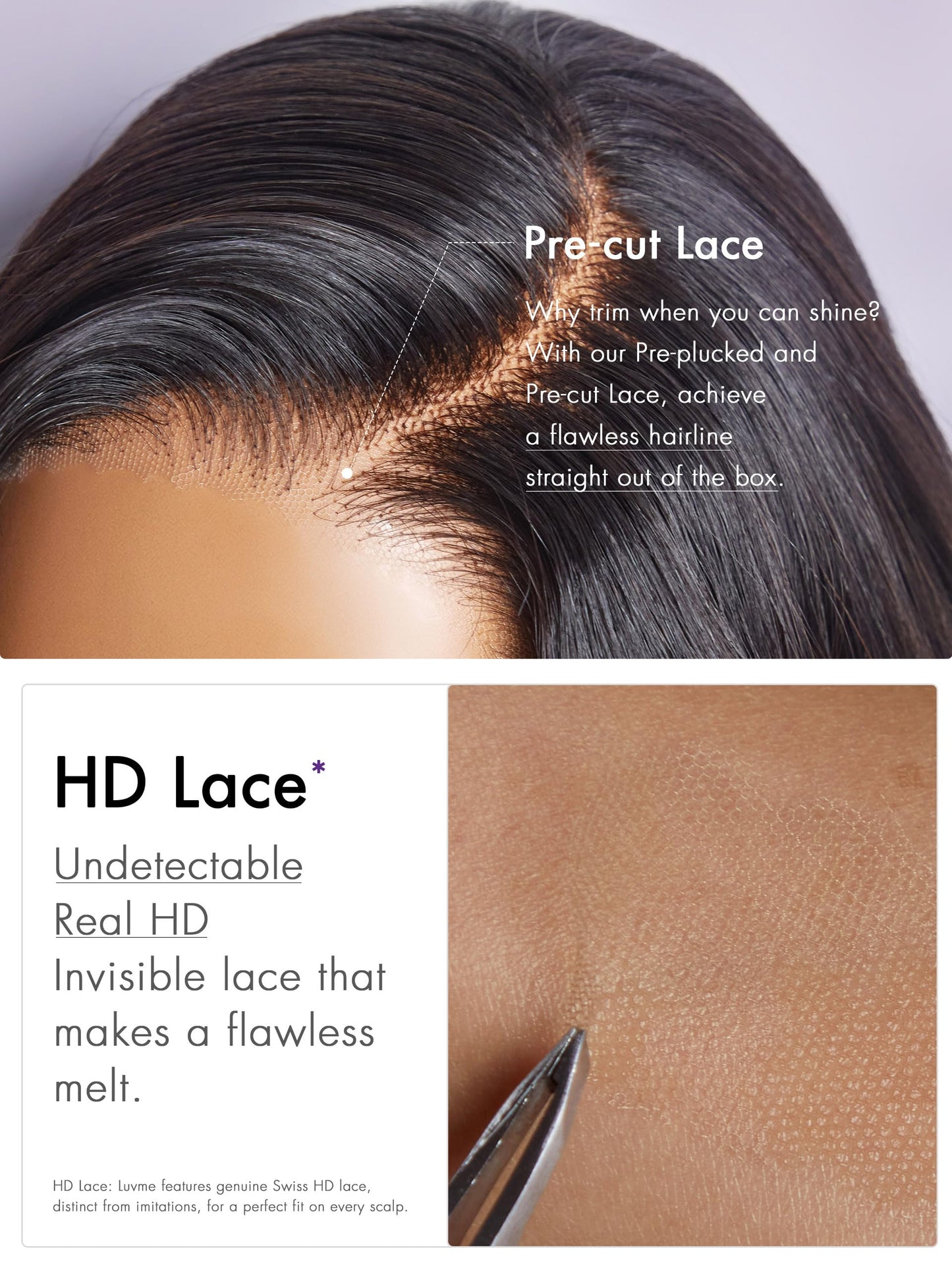 LUVME HAIR 5X5 Loose Body Wave Glueless Human Hair Wig Pre Cut Lace Front Wig Pre Plucked Ready to Go Black Wig For Women (16 Inch & Precut Lace)
