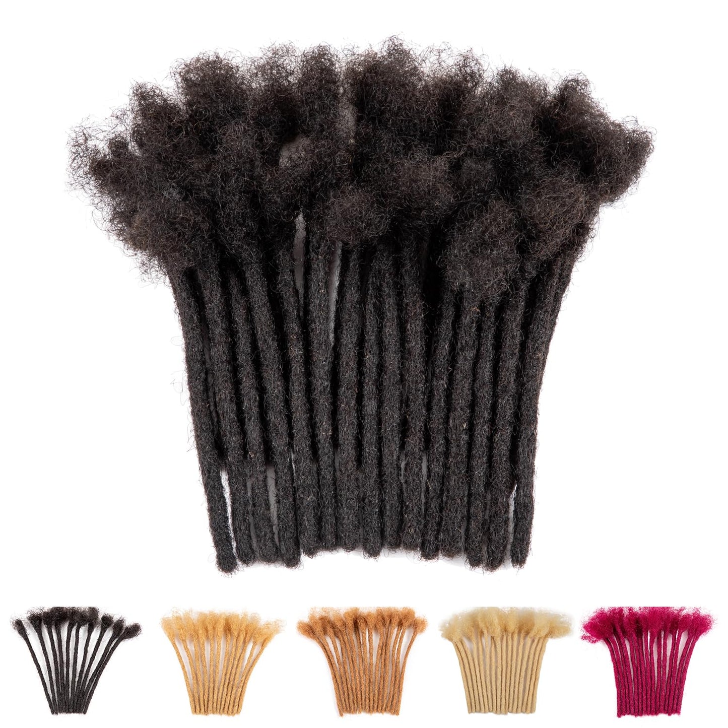 Teresa 0.8cm & 0.6cm & 0.4cm & 0.2cm Width 6-18 Inch 10, 20, 40, 70, 100 strands 100% Human Hair Dreadlock Extensions Men/Women,Full Handmade Permanent Human Loc Extensions Bundles(0.8cm,6 Inch)