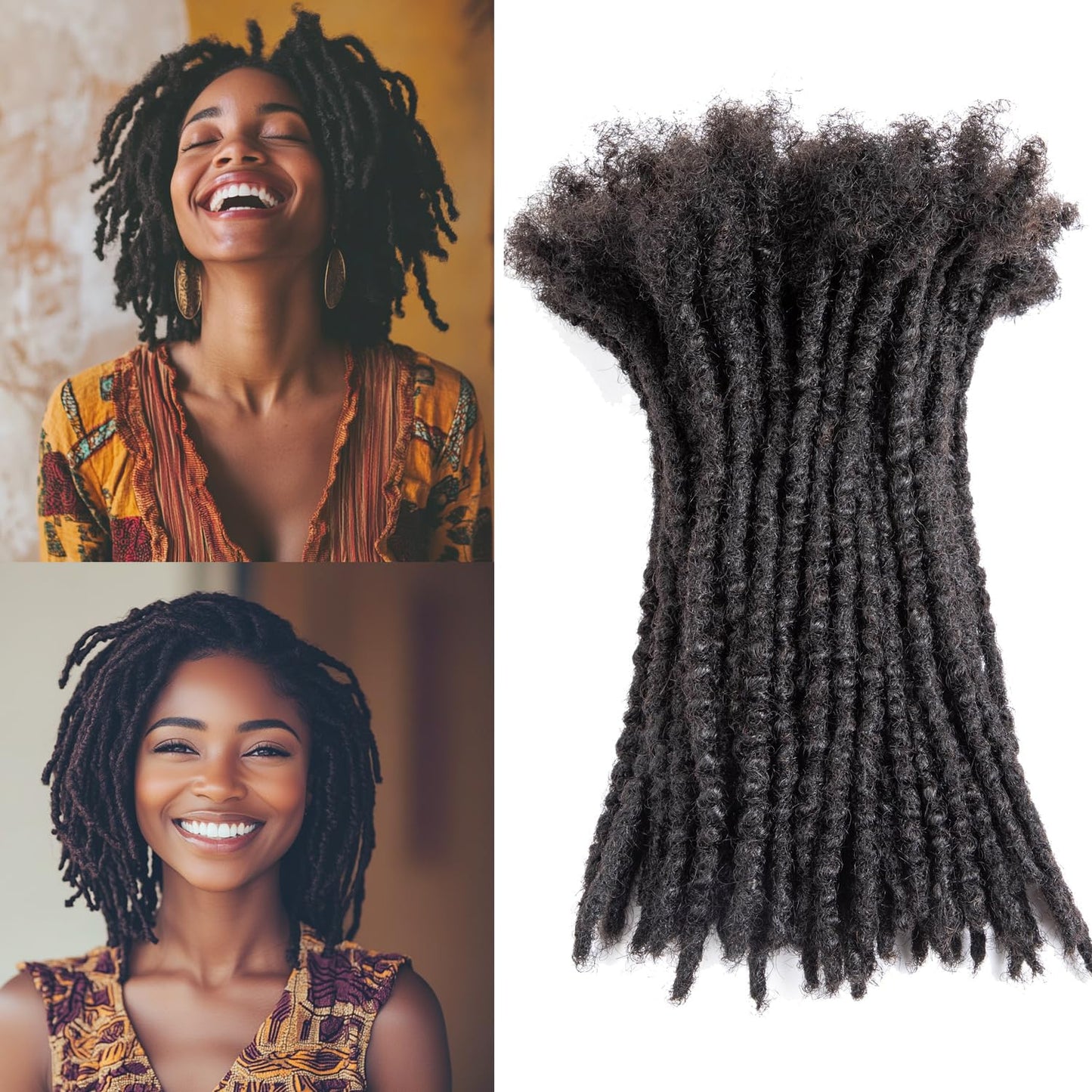 Teresa 0.8cm & 0.6cm & 0.4cm & 0.2cm Width 6-18 Inch 10, 20, 40, 70, 100 strands 100% Human Hair Dreadlock Extensions Men/Women,Full Handmade Permanent Human Loc Extensions Bundles(0.8cm,6 Inch)