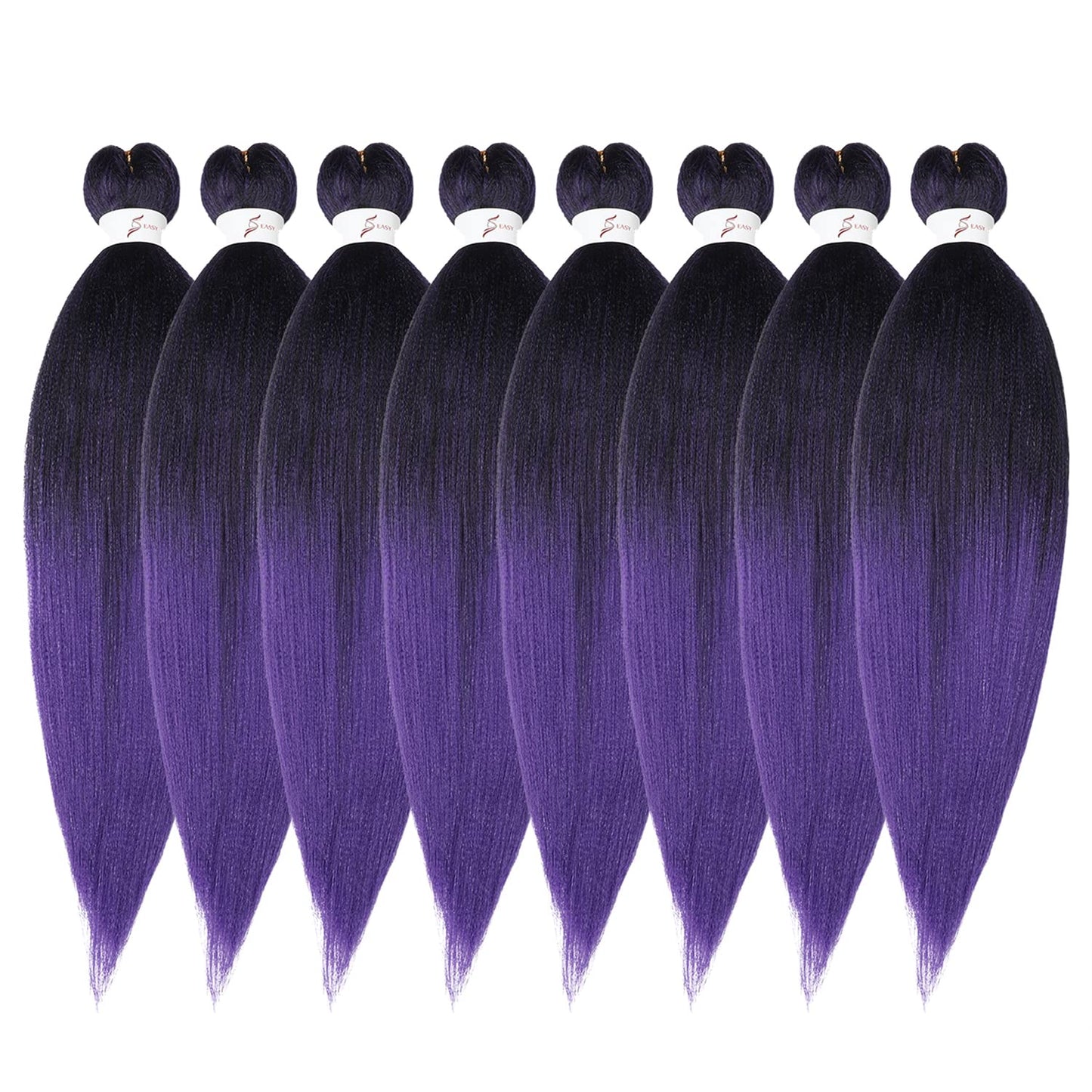Braiding Hair Pre Stretched 24 Inch 8 Packs Ombre Braiding Hair Professional Soft Braiding Hair Yaki Texture, No Itch, Hot Water Setting Hair Extensions for Braids (24in,1B/30)