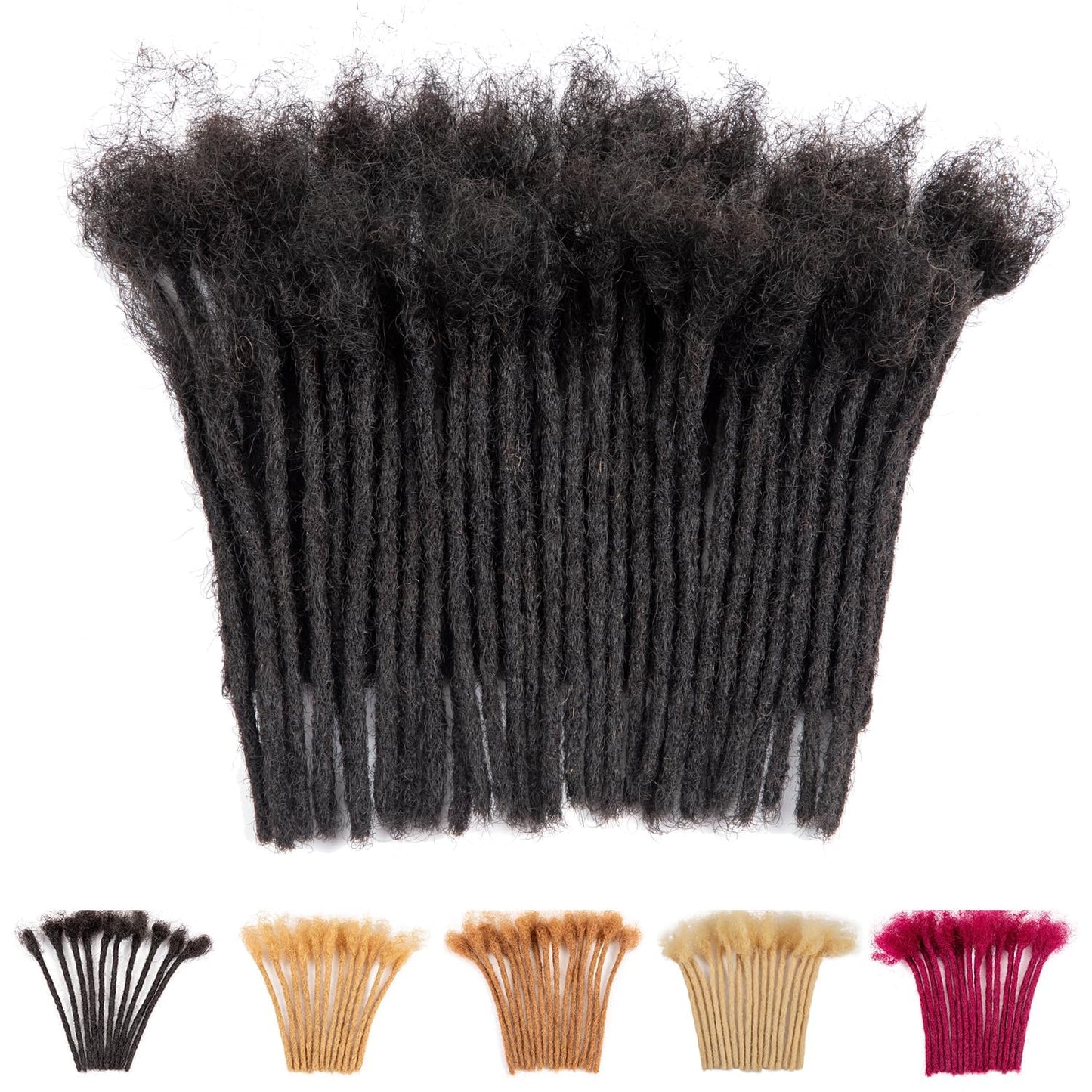 Teresa 0.8cm & 0.6cm & 0.4cm & 0.2cm Width 6-18 Inch 10, 20, 40, 70, 100 strands 100% Human Hair Dreadlock Extensions Men/Women,Full Handmade Permanent Human Loc Extensions Bundles(0.8cm,6 Inch)