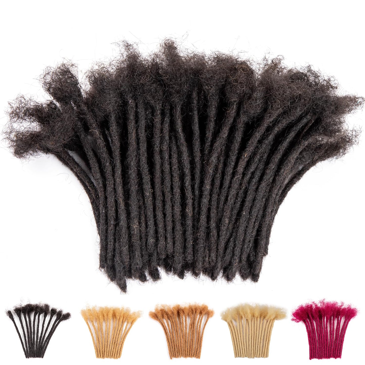 Teresa 0.8cm & 0.6cm & 0.4cm & 0.2cm Width 6-18 Inch 10, 20, 40, 70, 100 strands 100% Human Hair Dreadlock Extensions Men/Women,Full Handmade Permanent Human Loc Extensions Bundles(0.8cm,6 Inch)