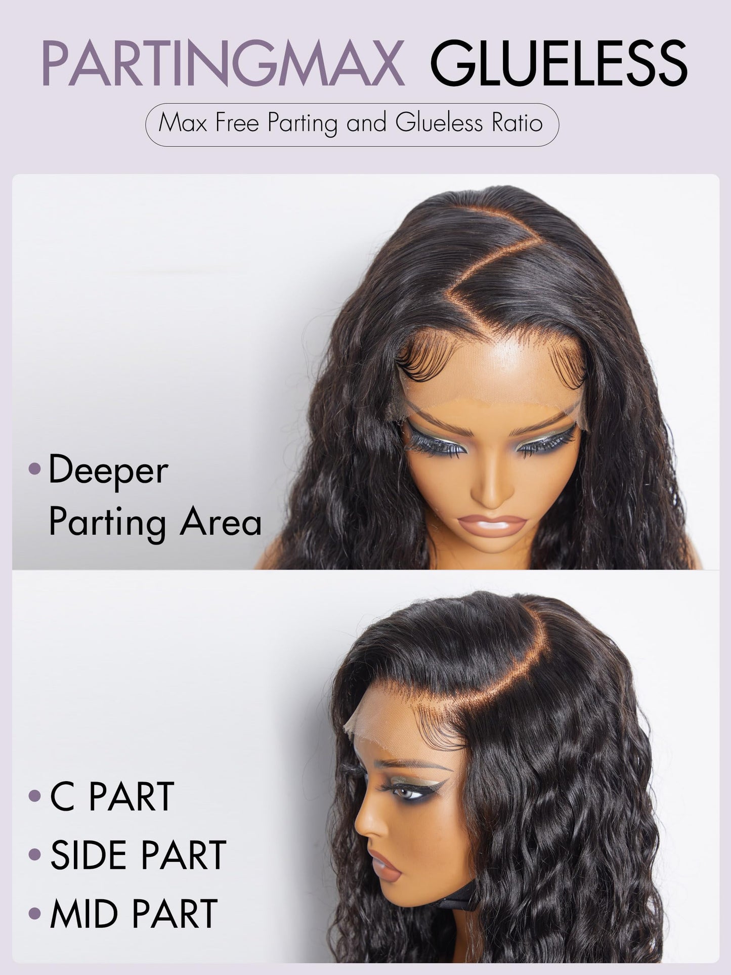 LUVME HAIR 18" Loose Body Wave PartingMax Glueless Wig Human Hair Pre Plucked Pre Cut, 7x6 HD Lace Front Wig Human Hair Long Black Wig 180 Density