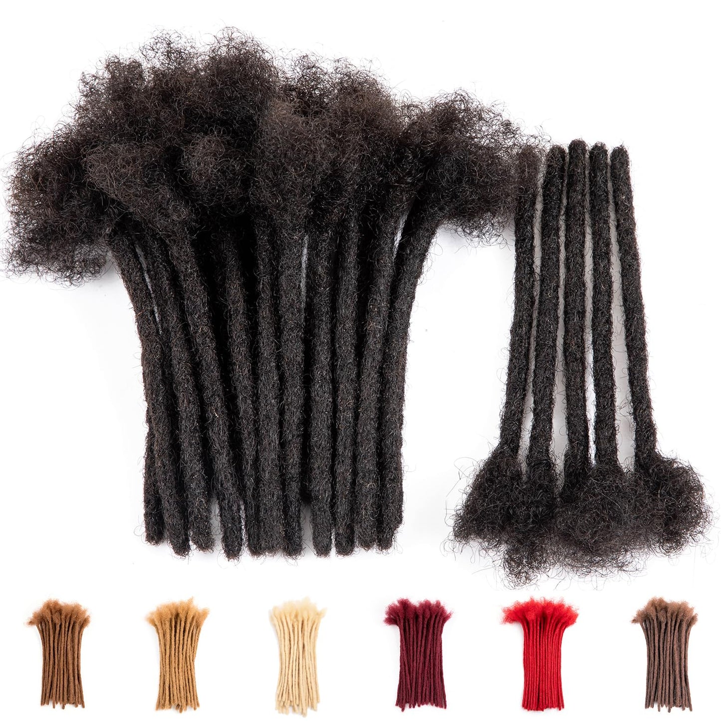 Teresa 0.8cm & 0.6cm & 0.4cm & 0.2cm Width 6-18 Inch 10, 20, 40, 70, 100 strands 100% Human Hair Dreadlock Extensions Men/Women,Full Handmade Permanent Human Loc Extensions Bundles(0.8cm,6 Inch)