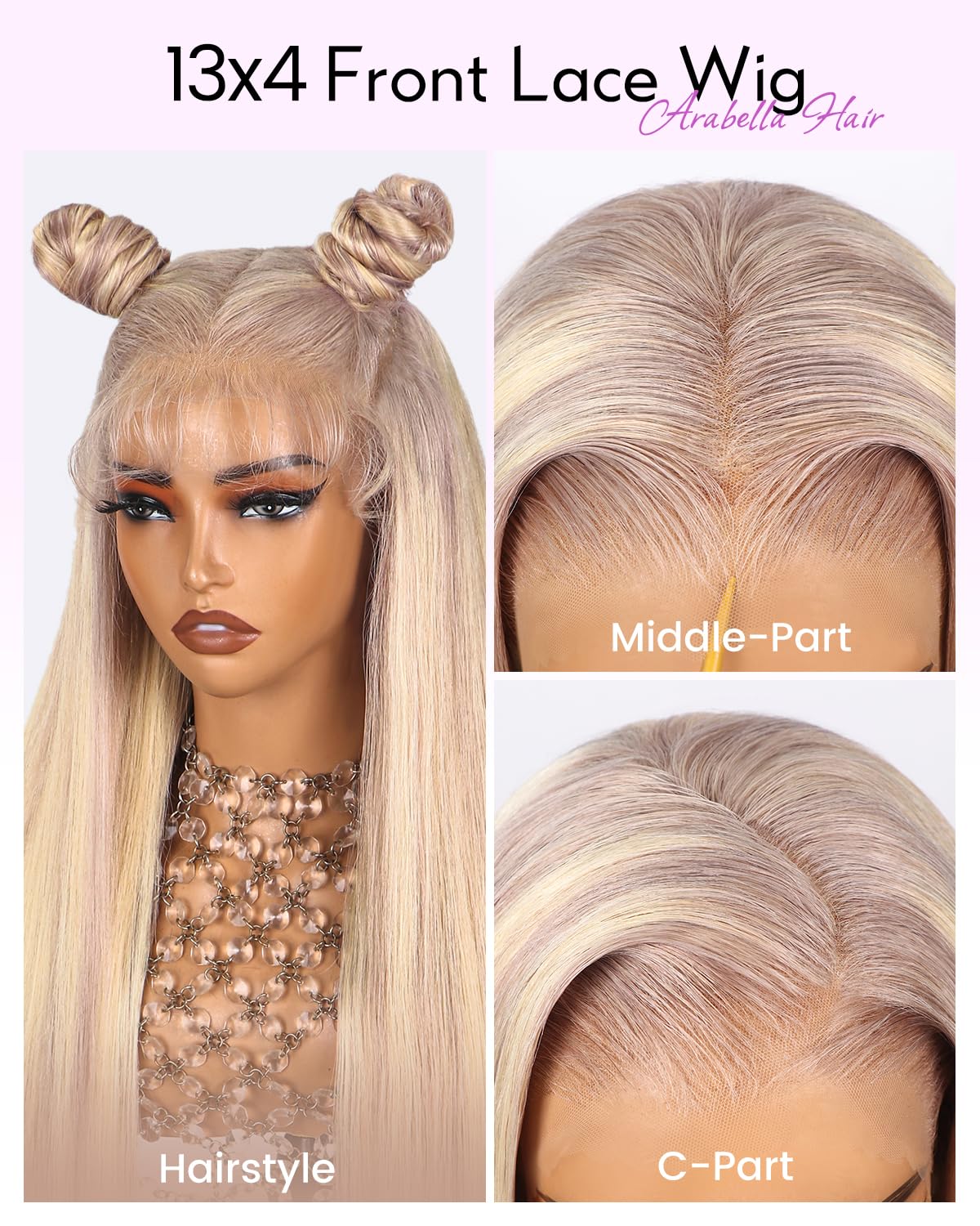 Arabella 613 Lace Front Wig Human Hair 300g-315g 13x4 Blonde Lace Front Wigs Human Hair 210% Density Body Wave 613 Frontal Wig Pre Plucked With Baby Hair (30inch, 613 13X4 body wave wig)