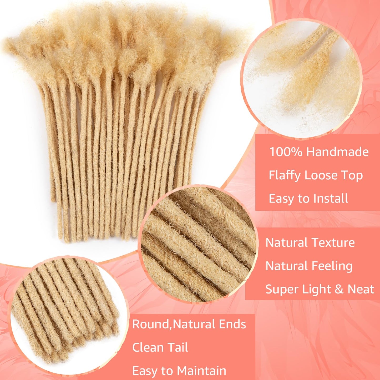 Teresa 0.8cm & 0.6cm & 0.4cm & 0.2cm Width 6-18 Inch 10, 20, 40, 70, 100 strands 100% Human Hair Dreadlock Extensions Men/Women,Full Handmade Permanent Human Loc Extensions Bundles(0.8cm,6 Inch)