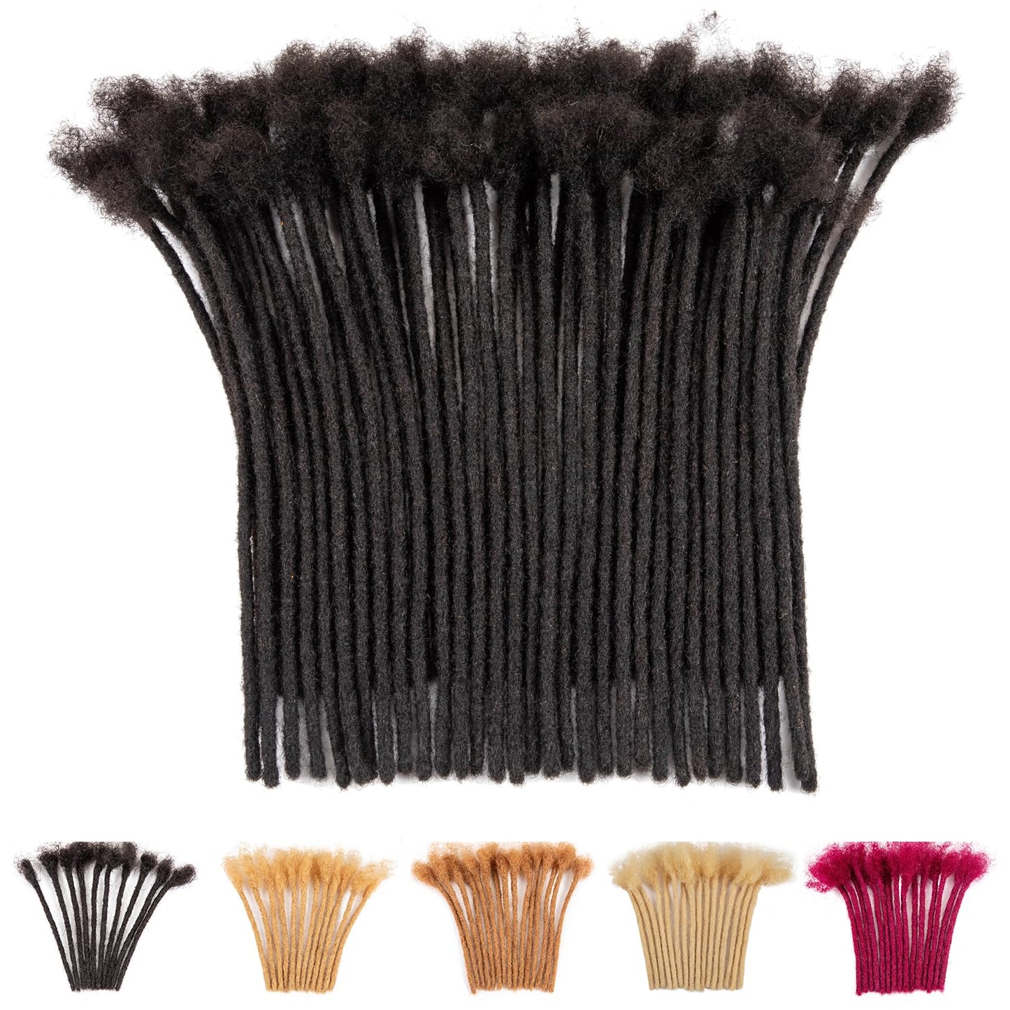 Teresa 0.8cm & 0.6cm & 0.4cm & 0.2cm Width 6-18 Inch 10, 20, 40, 70, 100 strands 100% Human Hair Dreadlock Extensions Men/Women,Full Handmade Permanent Human Loc Extensions Bundles(0.8cm,6 Inch)