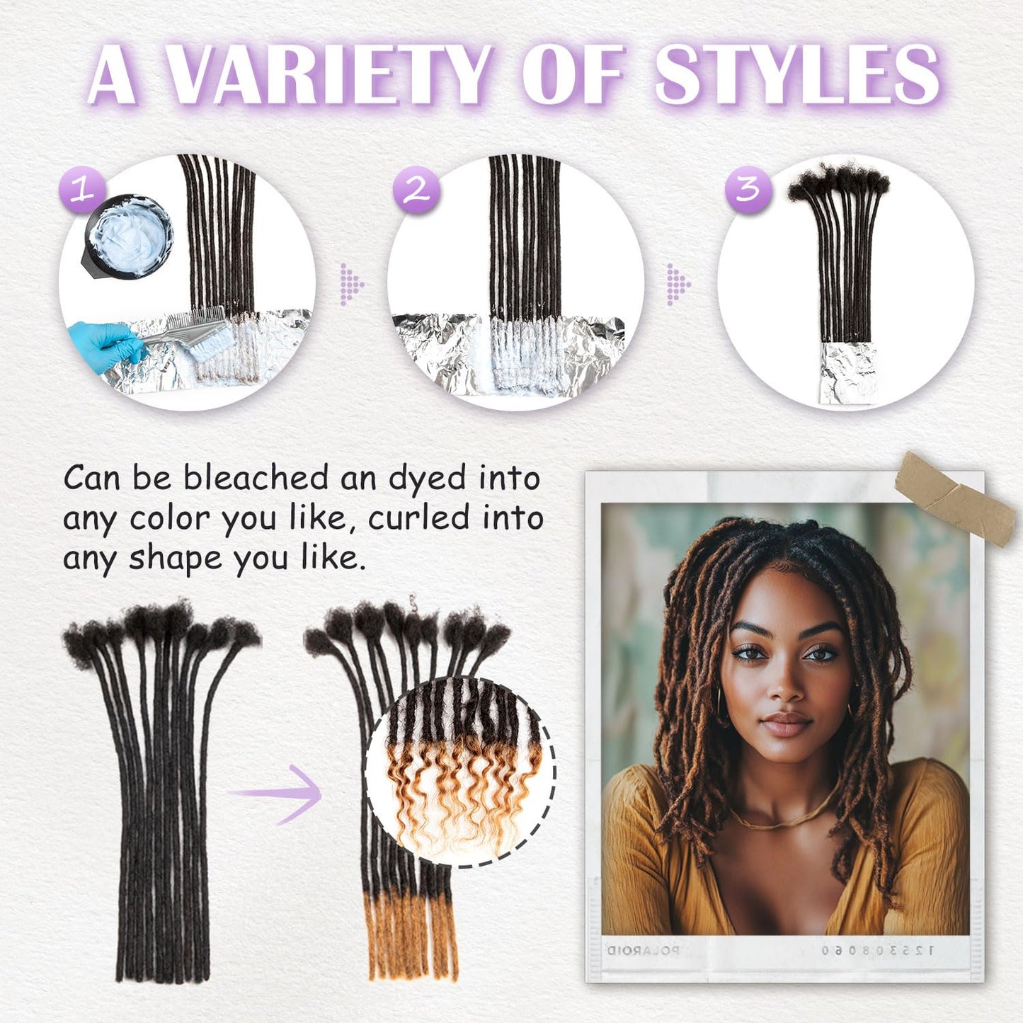 Teresa 0.8cm & 0.6cm & 0.4cm & 0.2cm Width 6-18 Inch 10, 20, 40, 70, 100 strands 100% Human Hair Dreadlock Extensions Men/Women,Full Handmade Permanent Human Loc Extensions Bundles(0.8cm,6 Inch)