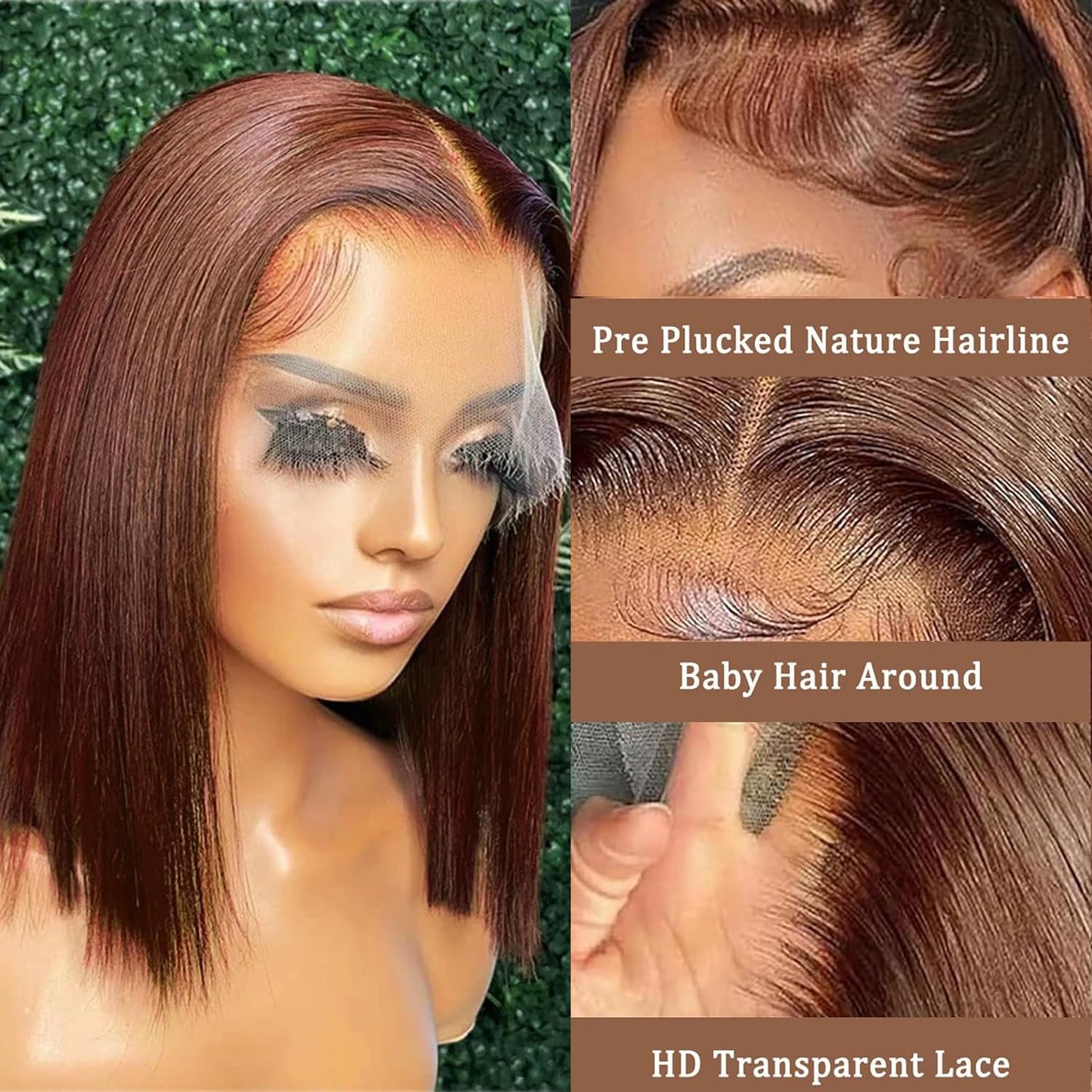 Bob Wig Human Hair 13x6 Lace Front Wigs Human Hair 180 Density Straight Frontal Wigs Human Hair HD Lace Wig Short Bob Wigs for Black Women Human Hair Glueless Wigs Pre Plucked Blunt Cut Wig 12 Inch
