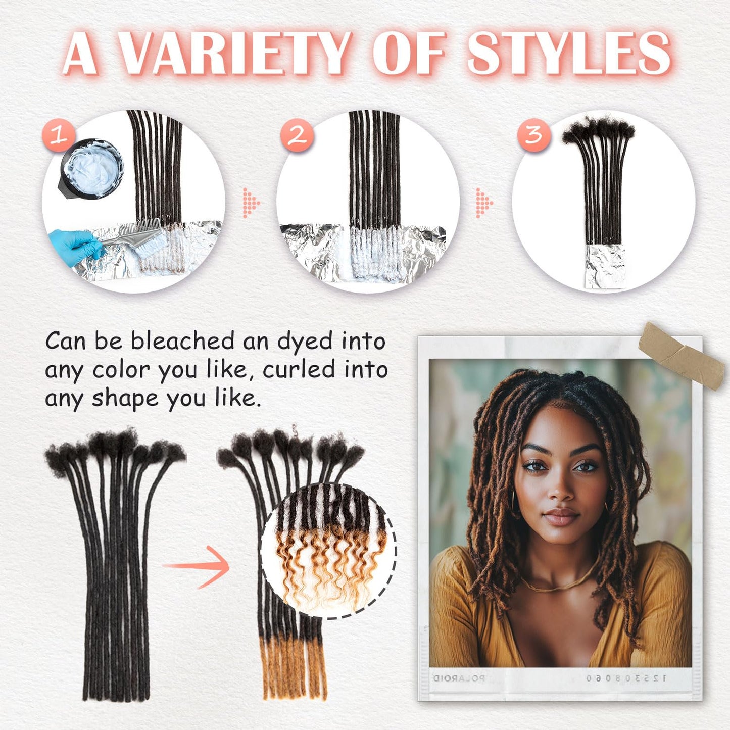 Teresa 0.8cm & 0.6cm & 0.4cm & 0.2cm Width 6-18 Inch 10, 20, 40, 70, 100 strands 100% Human Hair Dreadlock Extensions Men/Women,Full Handmade Permanent Human Loc Extensions Bundles(0.8cm,6 Inch)