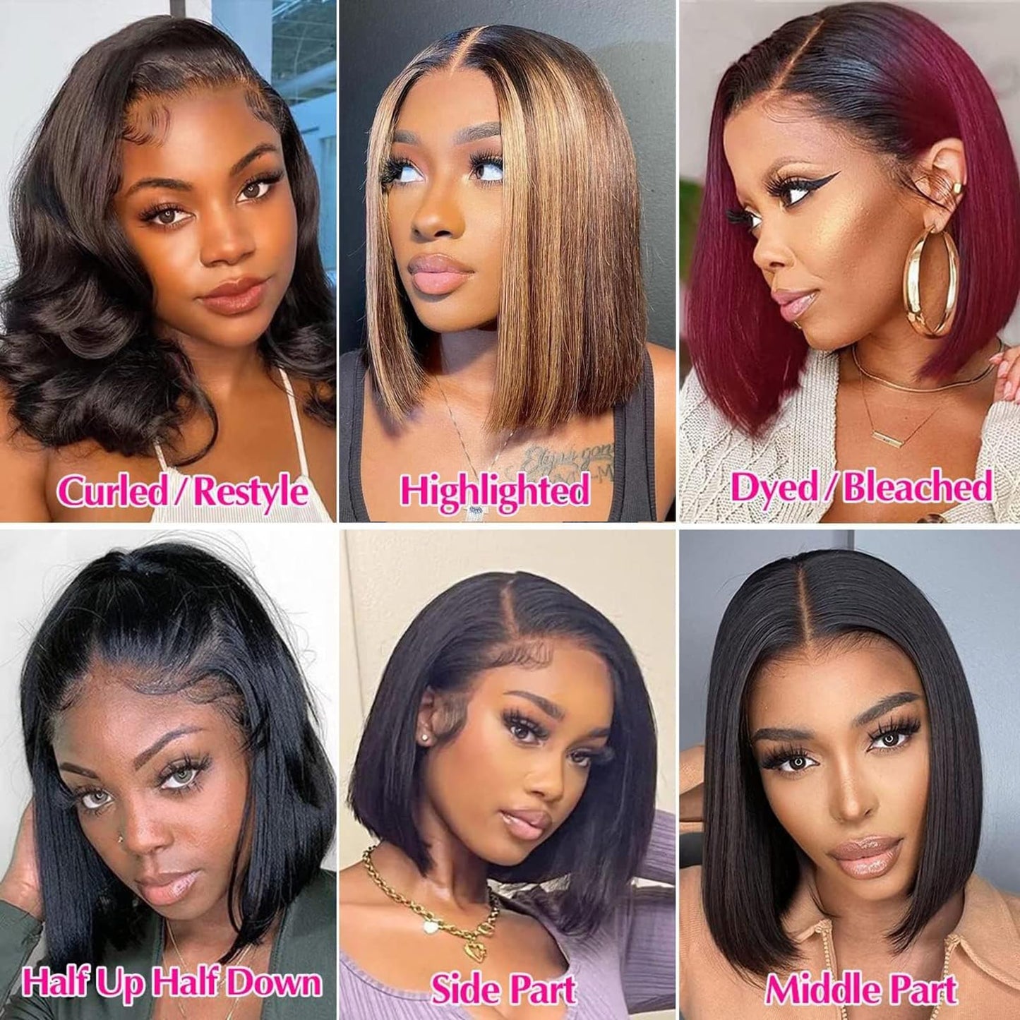 Bob Wig Human Hair 13x6 Lace Front Wigs Human Hair 180 Density Straight Frontal Wigs Human Hair HD Lace Wig Short Bob Wigs for Black Women Human Hair Glueless Wigs Pre Plucked Blunt Cut Wig 12 Inch