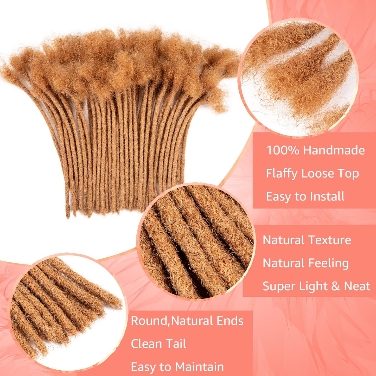 Teresa 0.8cm & 0.6cm & 0.4cm & 0.2cm Width 6-18 Inch 10, 20, 40, 70, 100 strands 100% Human Hair Dreadlock Extensions Men/Women,Full Handmade Permanent Human Loc Extensions Bundles(0.8cm,6 Inch)