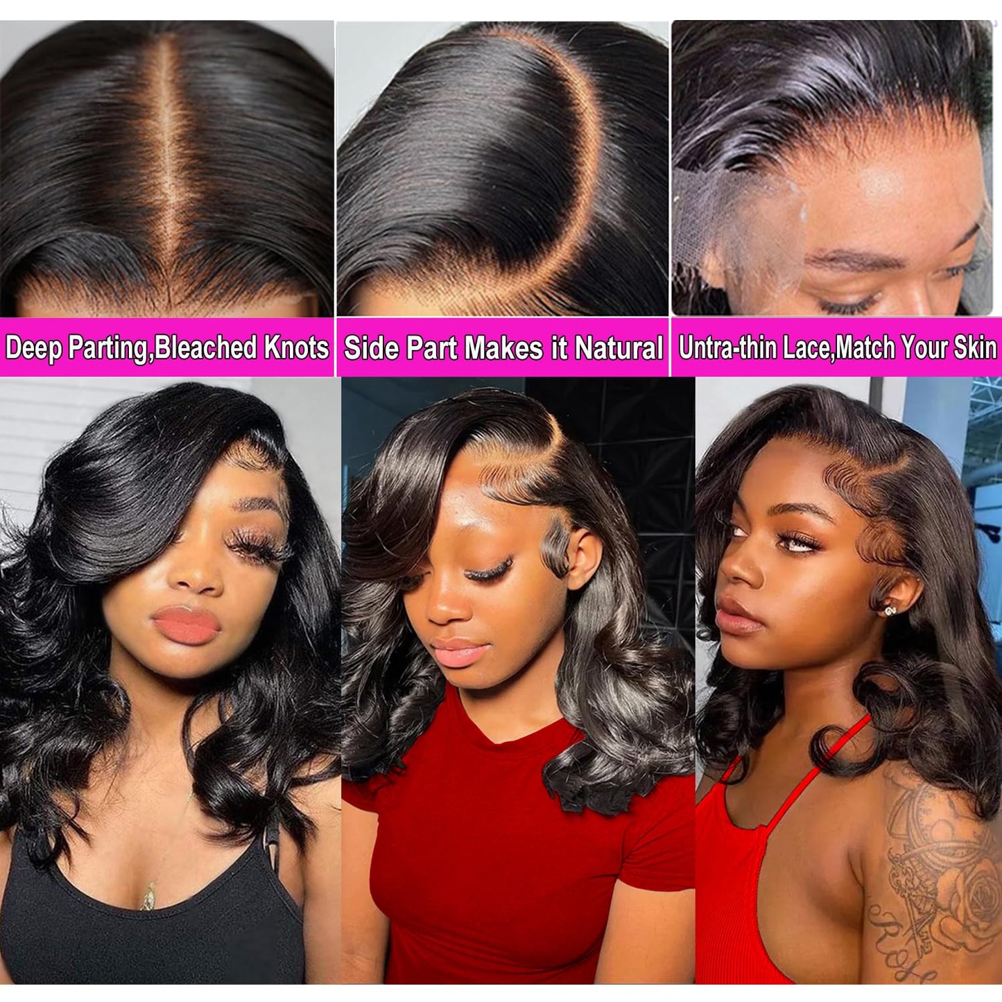 Bob Wig Human Hair 13x6 Lace Front Wigs Human Hair 180 Density Straight Frontal Wigs Human Hair HD Lace Wig Short Bob Wigs for Black Women Human Hair Glueless Wigs Pre Plucked Blunt Cut Wig 12 Inch