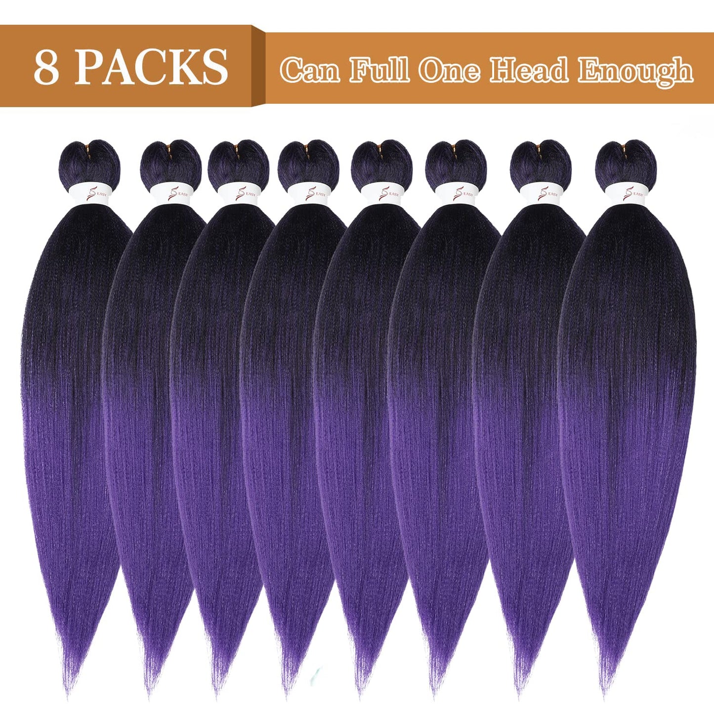 Braiding Hair Pre Stretched 24 Inch 8 Packs Ombre Braiding Hair Professional Soft Braiding Hair Yaki Texture, No Itch, Hot Water Setting Hair Extensions for Braids (24in,1B/30)