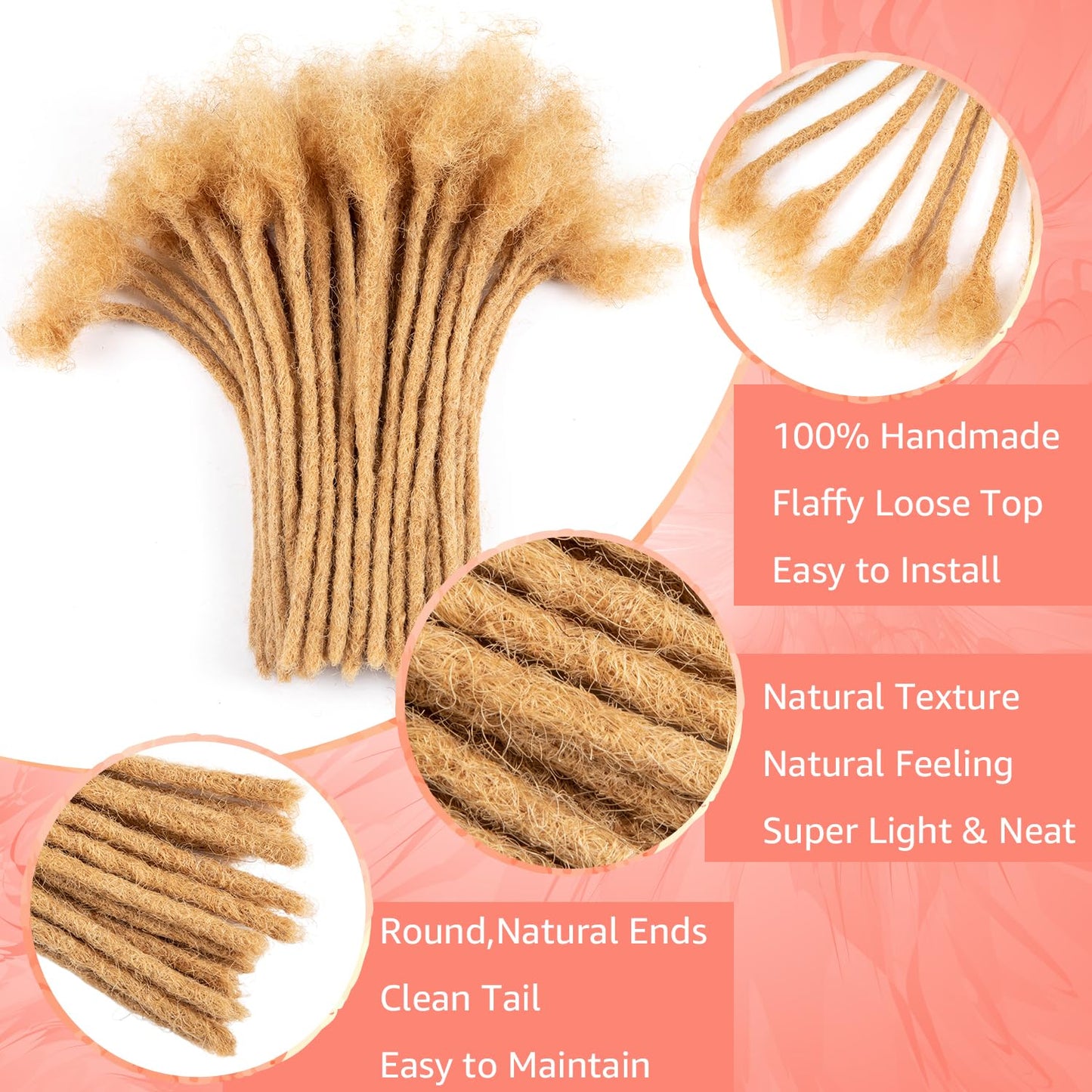 Teresa 0.8cm & 0.6cm & 0.4cm & 0.2cm Width 6-18 Inch 10, 20, 40, 70, 100 strands 100% Human Hair Dreadlock Extensions Men/Women,Full Handmade Permanent Human Loc Extensions Bundles(0.8cm,6 Inch)