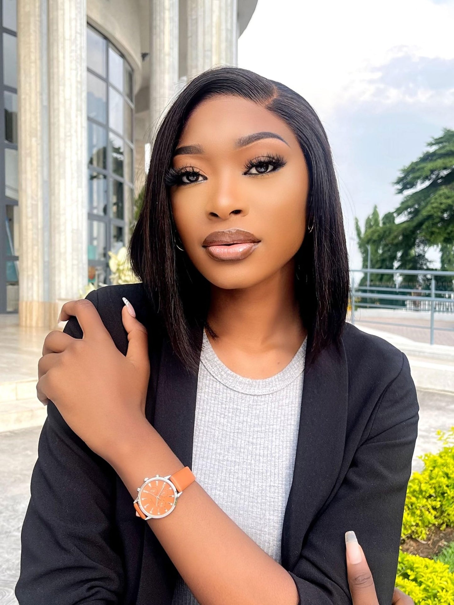 LUVME HAIR 5X5 Loose Body Wave Glueless Human Hair Wig Pre Cut Lace Front Wig Pre Plucked Ready to Go Black Wig For Women (16 Inch & Precut Lace)