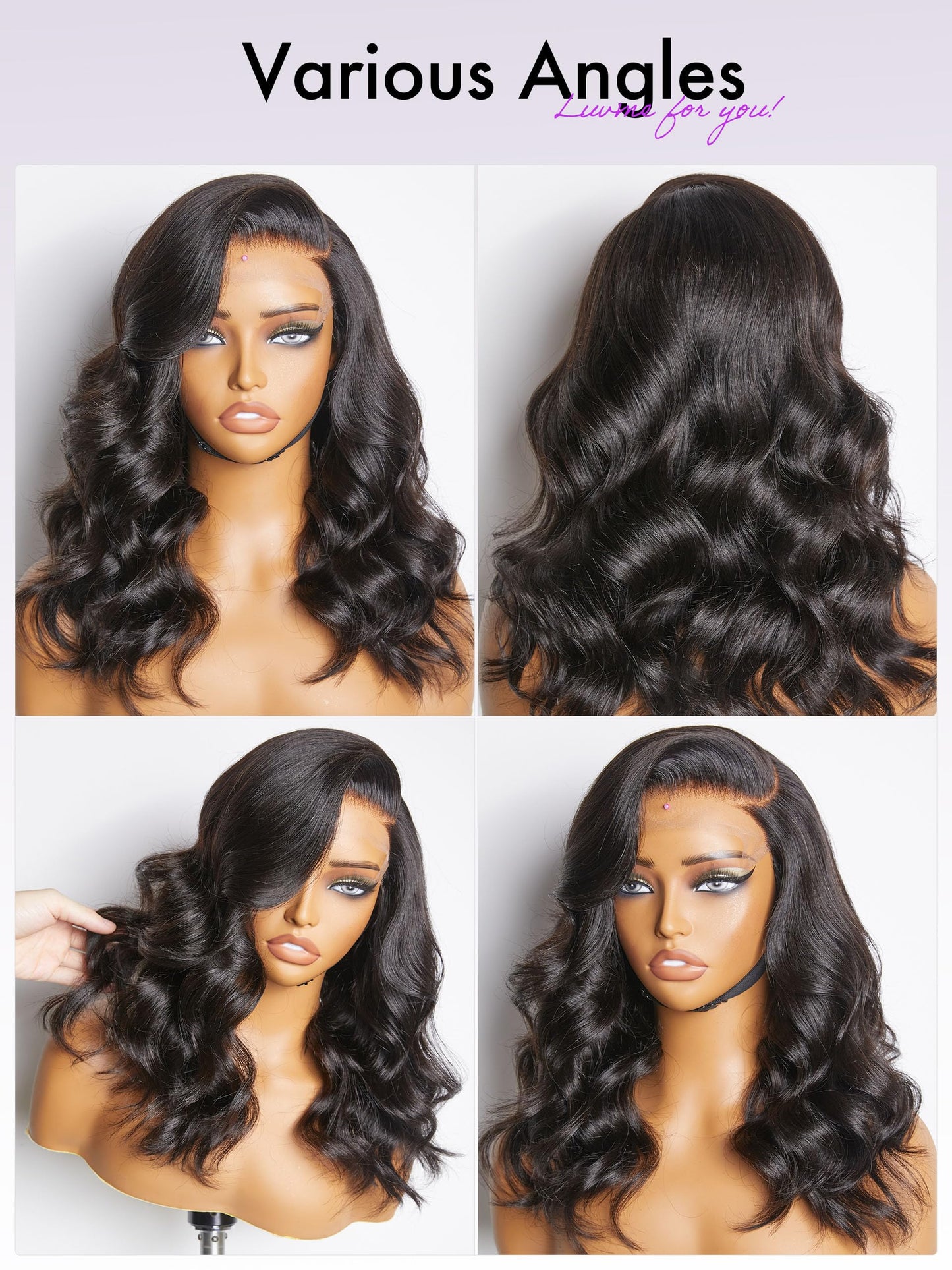 LUVME HAIR 18" Loose Body Wave PartingMax Glueless Wig Human Hair Pre Plucked Pre Cut, 7x6 HD Lace Front Wig Human Hair Long Black Wig 180 Density