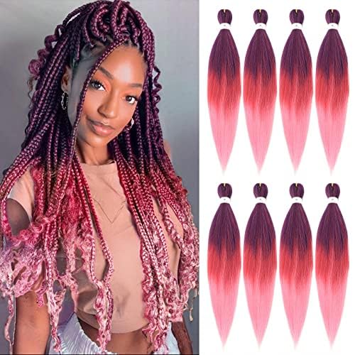 Pre-stretched Braids Hair Professional Itch Free Hot Water Setting Synthetic Fiber Ombre Yaki Texture Braid Hair Extensions 26 Inch 8 Packs Beyond Beauty Braiding Hair 1B-30-27…