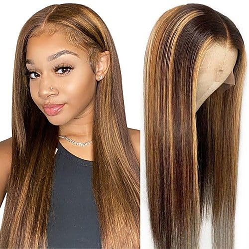 Reddish Brown Lace Front Wigs Human Hair For Women 13x4 HD Transparent Straight Lace Front Wigs Human Hair with Baby Hair Cooper Red Glueless Wigs Human Hair Pre Plucked (22 Inch, Reddish Brown)