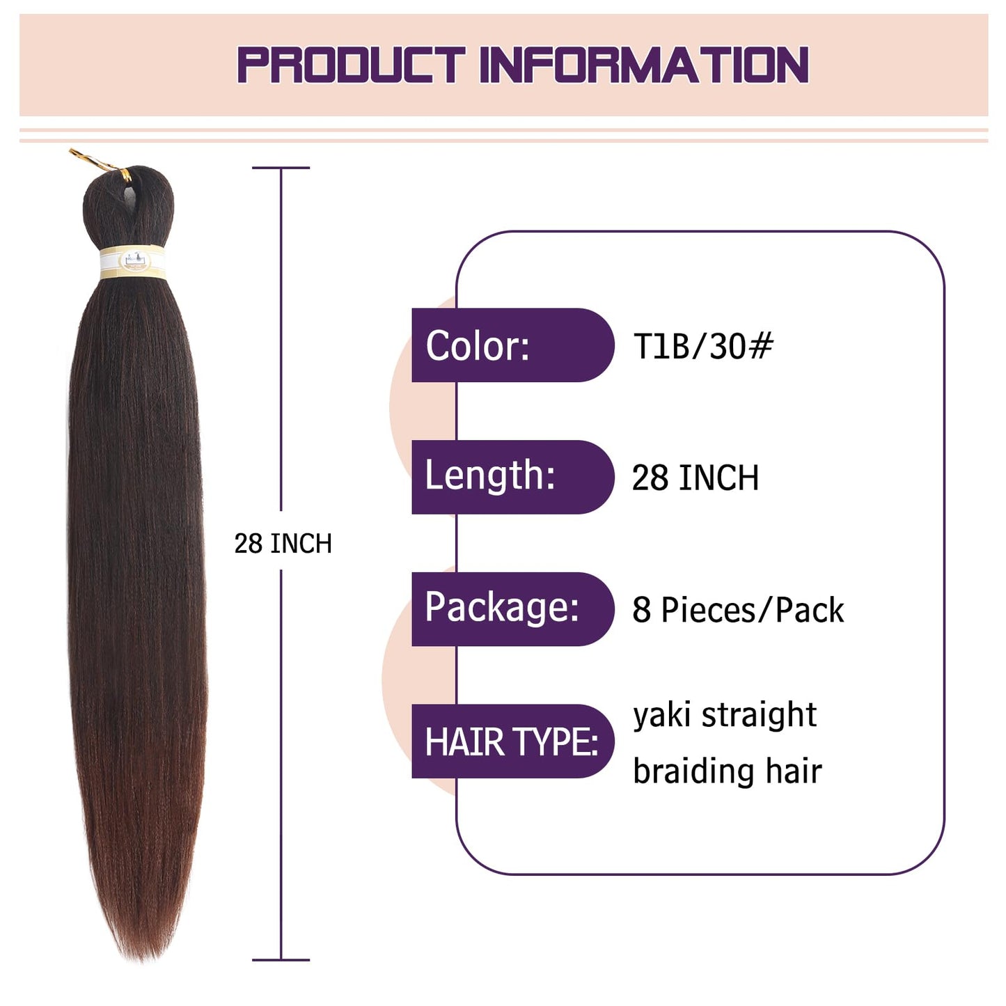 Pre-stretched Braids Hair Professional Itch Free Hot Water Setting Synthetic Fiber Ombre Yaki Texture Braid Hair Extensions 26 Inch 8 Packs Beyond Beauty Braiding Hair 1B-30-27…