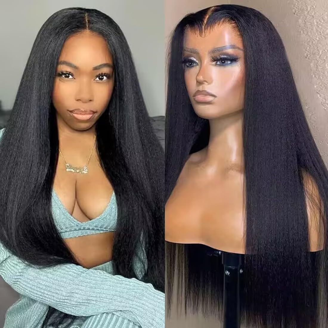 UNICE Kinky Straight V Part Wig Human Hair No Leave Out Glueless Upgrade U Part Wig Human Hair Clip in Wigs Beginner Friendly No-Sew In No Glue 20 inch