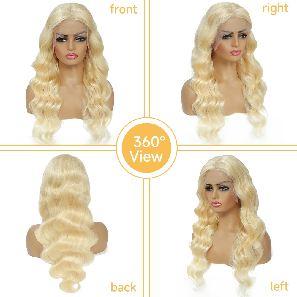 Highlight Ombre Lace Front Wigs Human Hair Pre Plucked with Baby Hair 13x4 Body Wave Frontal Wigs Human Hair 180% Density 4/27 Colored Honey Blonde Lace Front Wig for Women 22 Inch