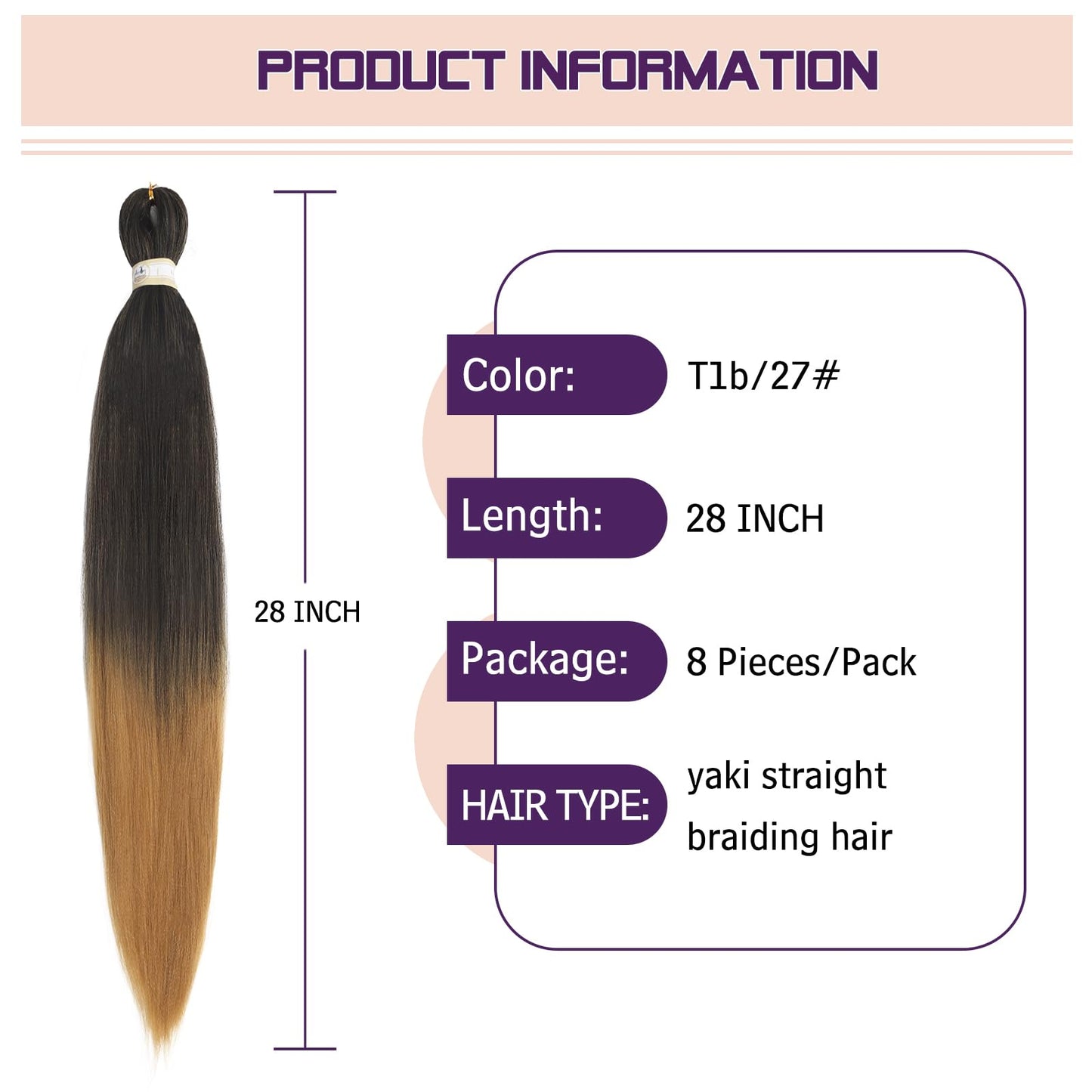 Pre-stretched Braids Hair Professional Itch Free Hot Water Setting Synthetic Fiber Ombre Yaki Texture Braid Hair Extensions 26 Inch 8 Packs Beyond Beauty Braiding Hair 1B-30-27…