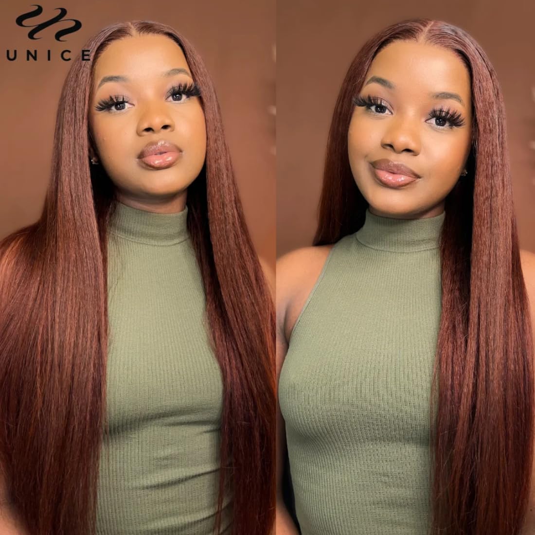 UNICE Kinky Straight V Part Wig Human Hair No Leave Out Glueless Upgrade U Part Wig Human Hair Clip in Wigs Beginner Friendly No-Sew In No Glue 20 inch