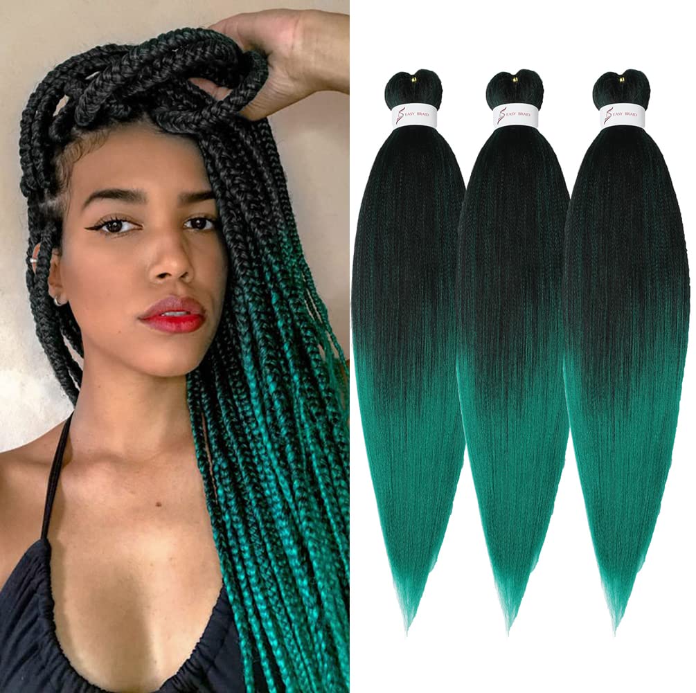 Braiding Hair Pre Stretched 24 Inch 8 Packs Ombre Braiding Hair Professional Soft Braiding Hair Yaki Texture, No Itch, Hot Water Setting Hair Extensions for Braids (24in,1B/30)