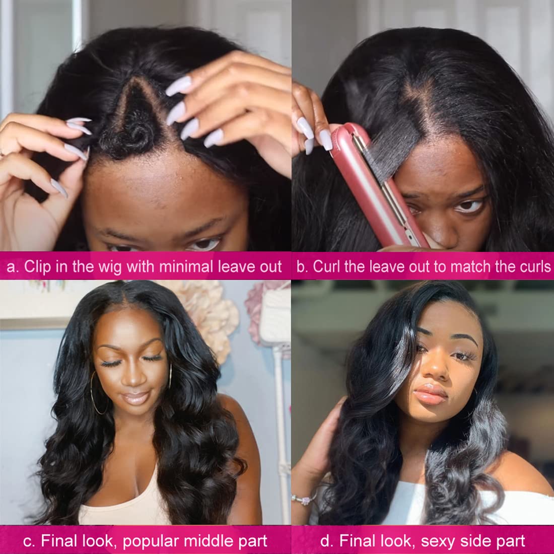 UNICE V Part Wigs Human Hair Body Wave Upgrade Glueless Human Hair V-Part Clip in Wigs No Leave Out, No Glue, No Sew-in, Beginner Friendly 18 inch