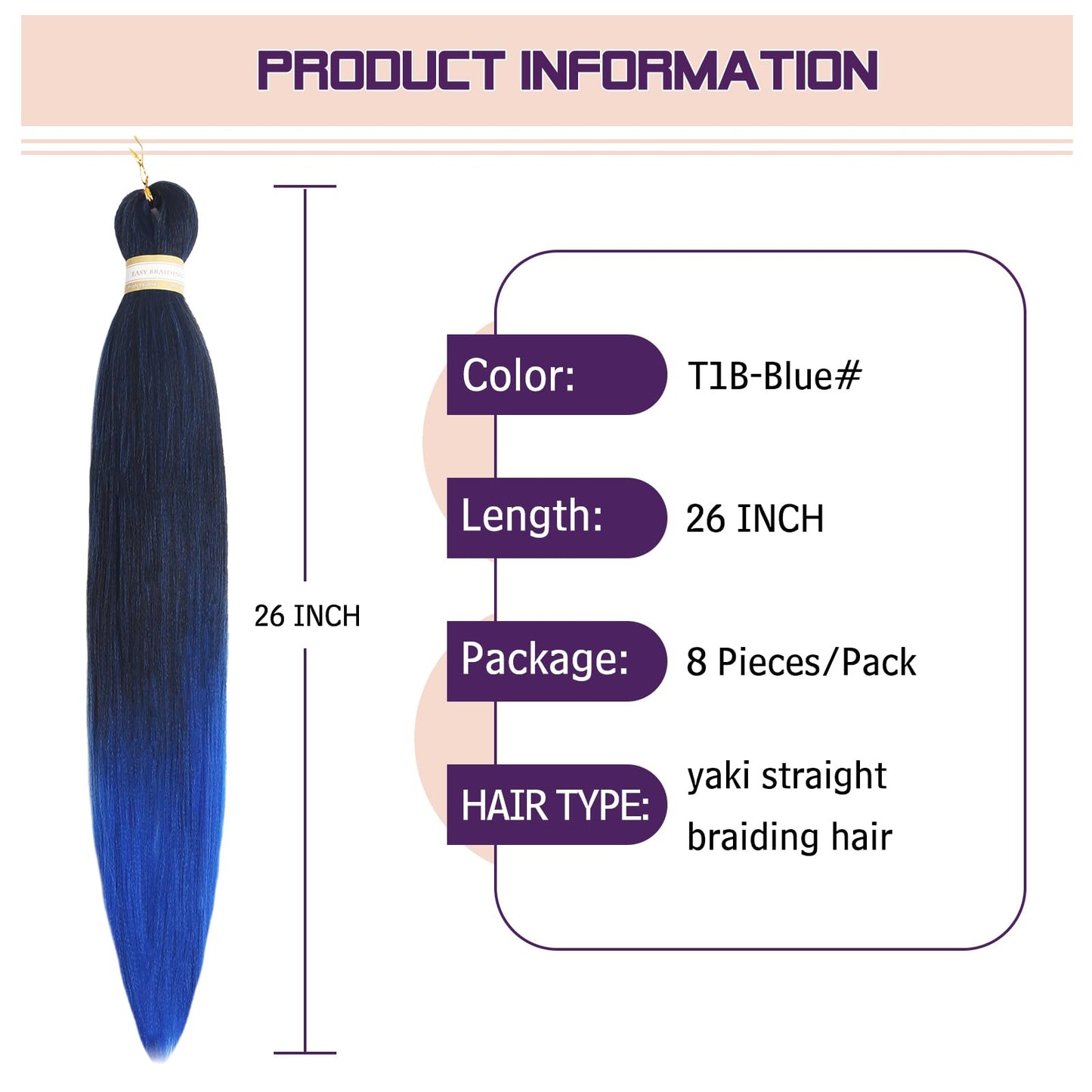 Pre-stretched Braids Hair Professional Itch Free Hot Water Setting Synthetic Fiber Ombre Yaki Texture Braid Hair Extensions 26 Inch 8 Packs Beyond Beauty Braiding Hair 1B-30-27…