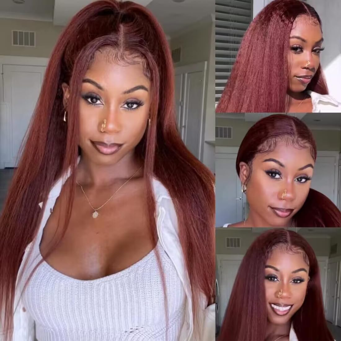 UNICE Kinky Straight V Part Wig Human Hair No Leave Out Glueless Upgrade U Part Wig Human Hair Clip in Wigs Beginner Friendly No-Sew In No Glue 20 inch