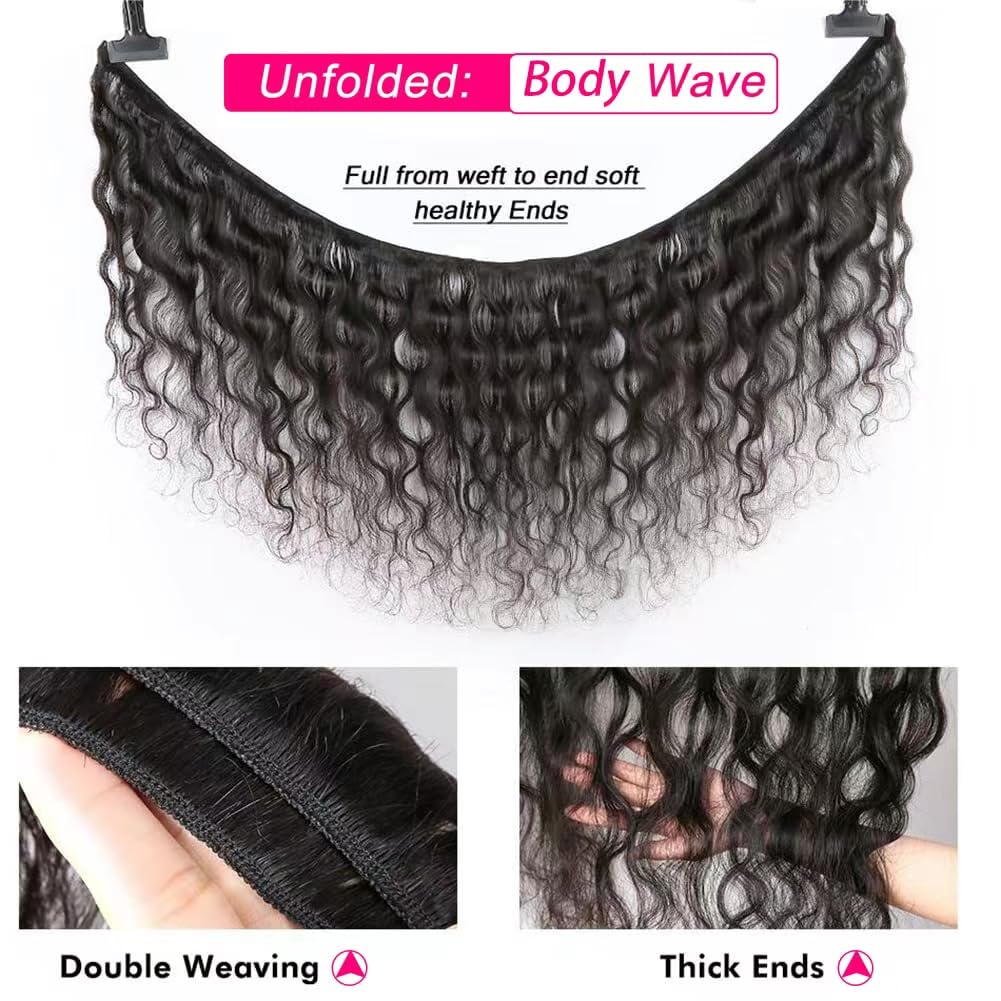 12A Human Hair Bundles 20 22 24 26 Inch Body Wave Bundles Human Hair 100% Unprocessed Brazilian Virgin Hair 4 Bundles Deals Human Hair Extensions Quick Weave Bundles Human Hair Natural Black