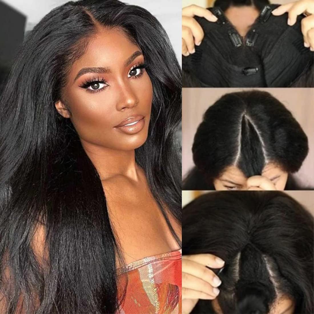 UNICE V Part Curly Wig Human Hair No Leave Out 180% Density Upgrade U part Wigs with Clips Glueless Wig Human Hair for Women Beginner Friendly No Lace No Glue No sew in 18 inch