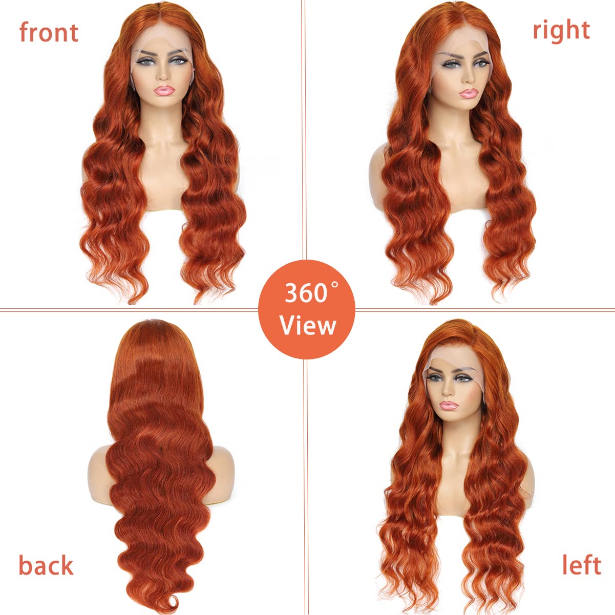 P4/350 Body Wave Lace Front Wigs Human Hair Brown Ginger Colored Wigs 13x4 HD Lace Frontal Highlight Ombre Wig Human Hair 180% Density P4/350 Colored Wigs Human Hair for Black Women 22Inch