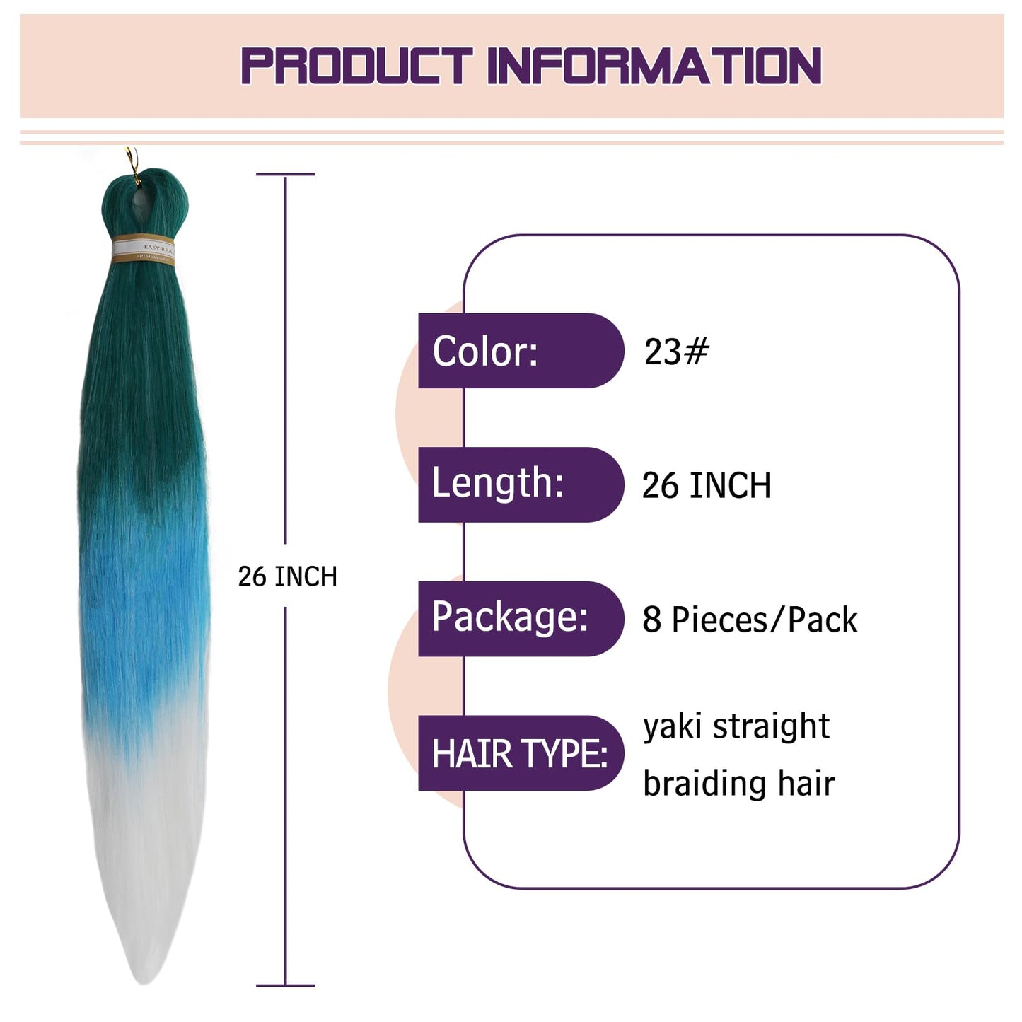 Pre-stretched Braids Hair Professional Itch Free Hot Water Setting Synthetic Fiber Ombre Yaki Texture Braid Hair Extensions 26 Inch 8 Packs Beyond Beauty Braiding Hair 1B-30-27…