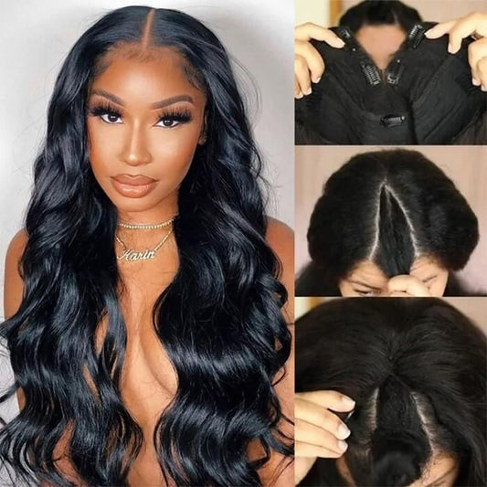 UNICE V Part Wigs Human Hair Body Wave Upgrade Glueless Human Hair V-Part Clip in Wigs No Leave Out, No Glue, No Sew-in, Beginner Friendly 18 inch