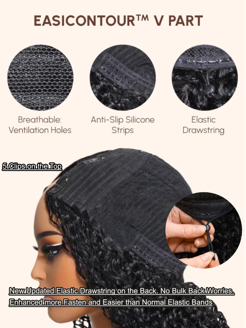 UNICE Kinky Straight V Part Wig Human Hair No Leave Out Glueless Upgrade U Part Wig Human Hair Clip in Wigs Beginner Friendly No-Sew In No Glue 20 inch