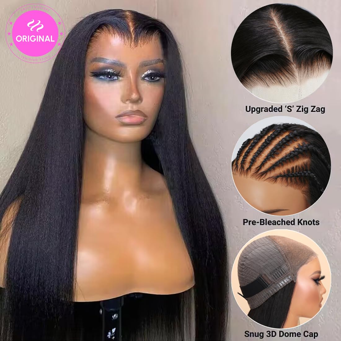 UNICE Kinky Straight V Part Wig Human Hair No Leave Out Glueless Upgrade U Part Wig Human Hair Clip in Wigs Beginner Friendly No-Sew In No Glue 20 inch