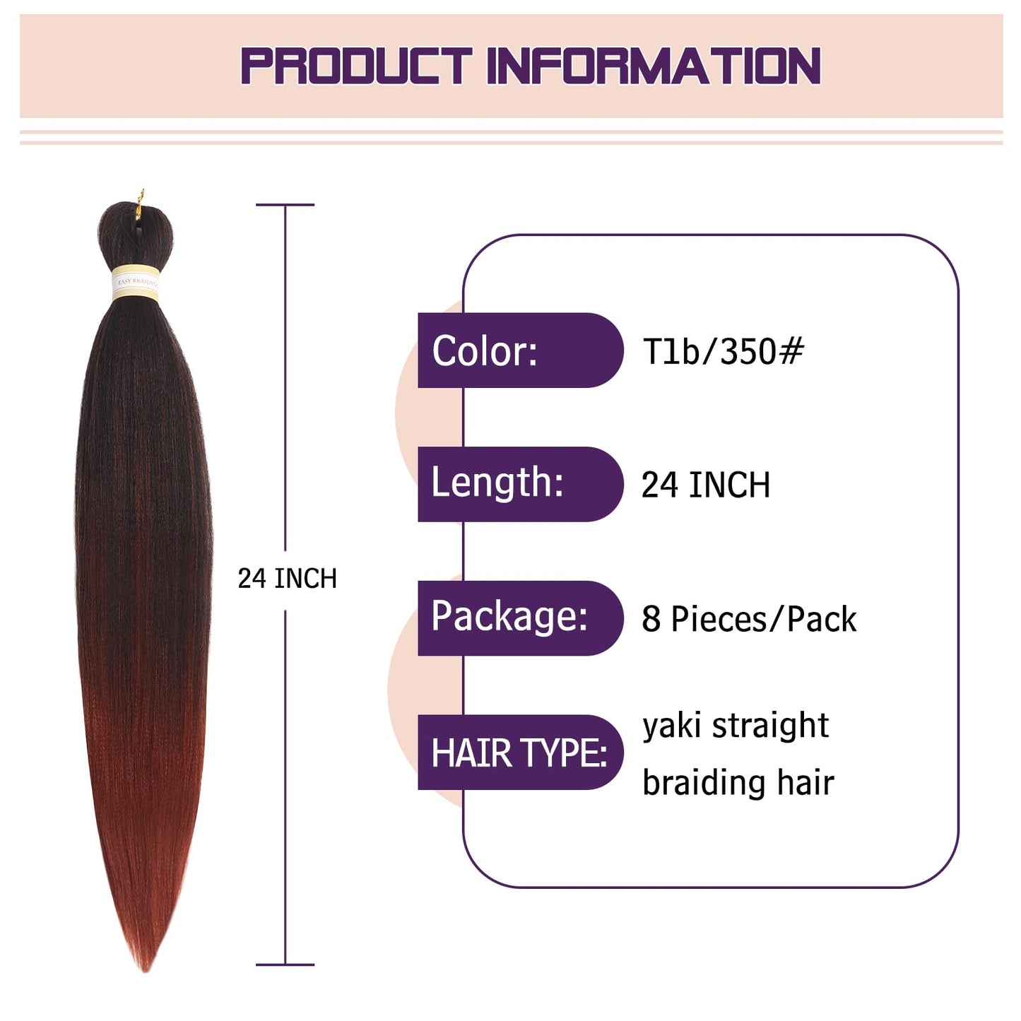 Pre-stretched Braids Hair Professional Itch Free Hot Water Setting Synthetic Fiber Ombre Yaki Texture Braid Hair Extensions 26 Inch 8 Packs Beyond Beauty Braiding Hair 1B-30-27…