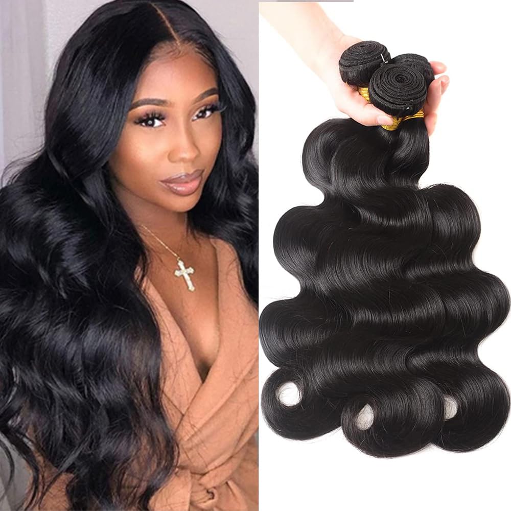 12A Human Hair Bundles 20 22 24 26 Inch Body Wave Bundles Human Hair 100% Unprocessed Brazilian Virgin Hair 4 Bundles Deals Human Hair Extensions Quick Weave Bundles Human Hair Natural Black