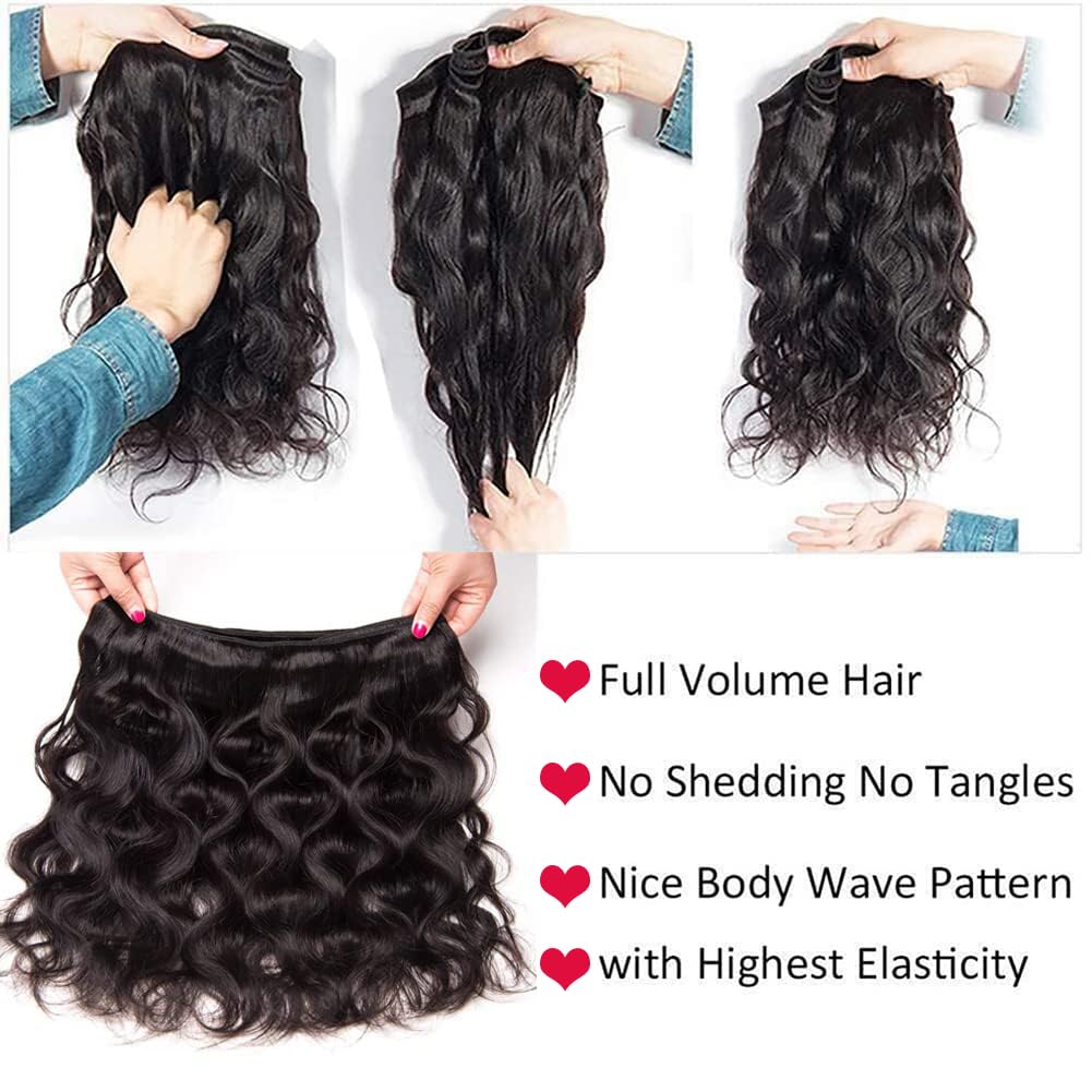 12A Human Hair Bundles 20 22 24 26 Inch Body Wave Bundles Human Hair 100% Unprocessed Brazilian Virgin Hair 4 Bundles Deals Human Hair Extensions Quick Weave Bundles Human Hair Natural Black