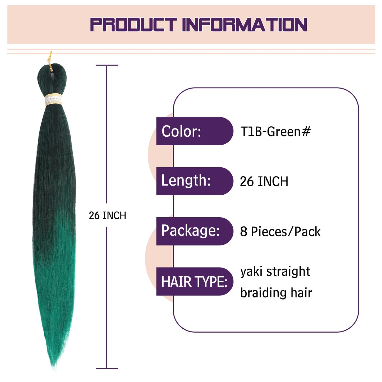 Pre-stretched Braids Hair Professional Itch Free Hot Water Setting Synthetic Fiber Ombre Yaki Texture Braid Hair Extensions 26 Inch 8 Packs Beyond Beauty Braiding Hair 1B-30-27…