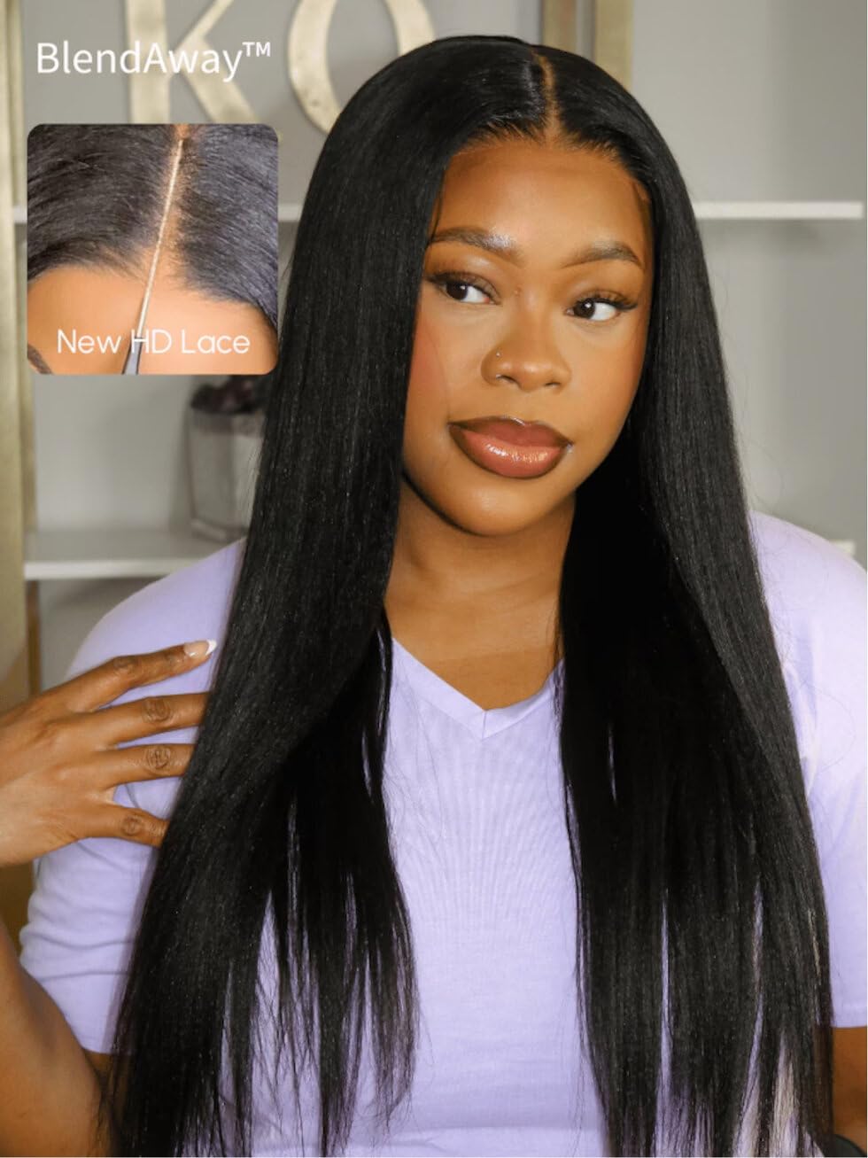 UNICE Kinky Straight V Part Wig Human Hair No Leave Out Glueless Upgrade U Part Wig Human Hair Clip in Wigs Beginner Friendly No-Sew In No Glue 20 inch