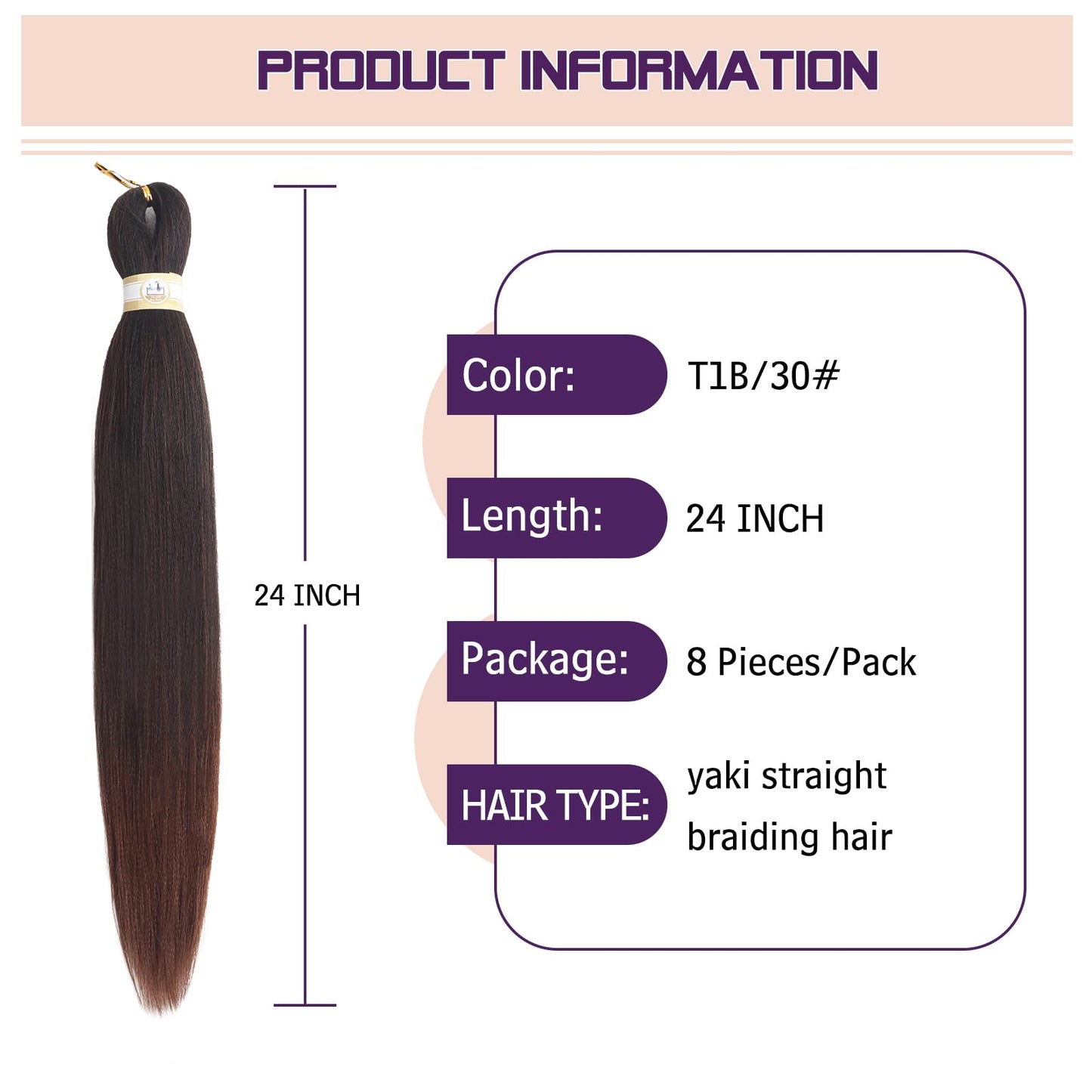 Pre-stretched Braids Hair Professional Itch Free Hot Water Setting Synthetic Fiber Ombre Yaki Texture Braid Hair Extensions 26 Inch 8 Packs Beyond Beauty Braiding Hair 1B-30-27…