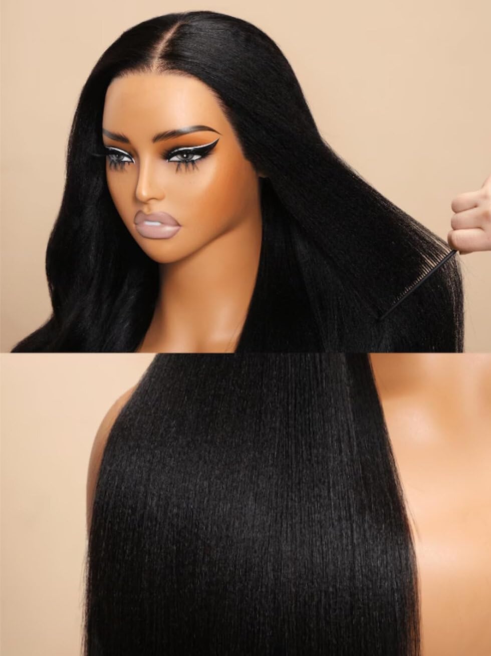 UNICE Kinky Straight V Part Wig Human Hair No Leave Out Glueless Upgrade U Part Wig Human Hair Clip in Wigs Beginner Friendly No-Sew In No Glue 20 inch