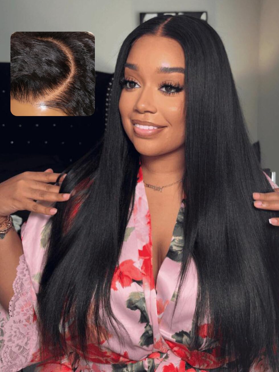 UNICE Kinky Straight V Part Wig Human Hair No Leave Out Glueless Upgrade U Part Wig Human Hair Clip in Wigs Beginner Friendly No-Sew In No Glue 20 inch