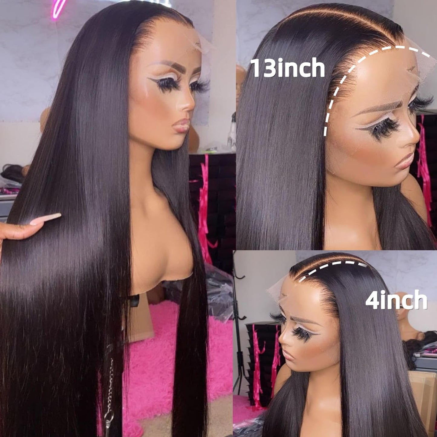 DULOVE Lace Front Wigs Human Hair 13x4 Straight HD Transparent Lace Front Wigs for Women Human Hair Pre Plucked With Baby Hair 200 Density Glueless Natural Color 24inch