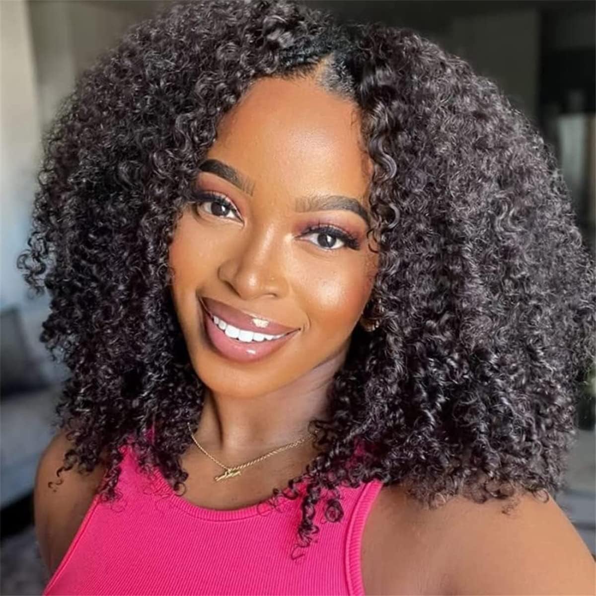 UNICE V Part Curly Wig Human Hair No Leave Out 180% Density Upgrade U part Wigs with Clips Glueless Wig Human Hair for Women Beginner Friendly No Lace No Glue No sew in 18 inch